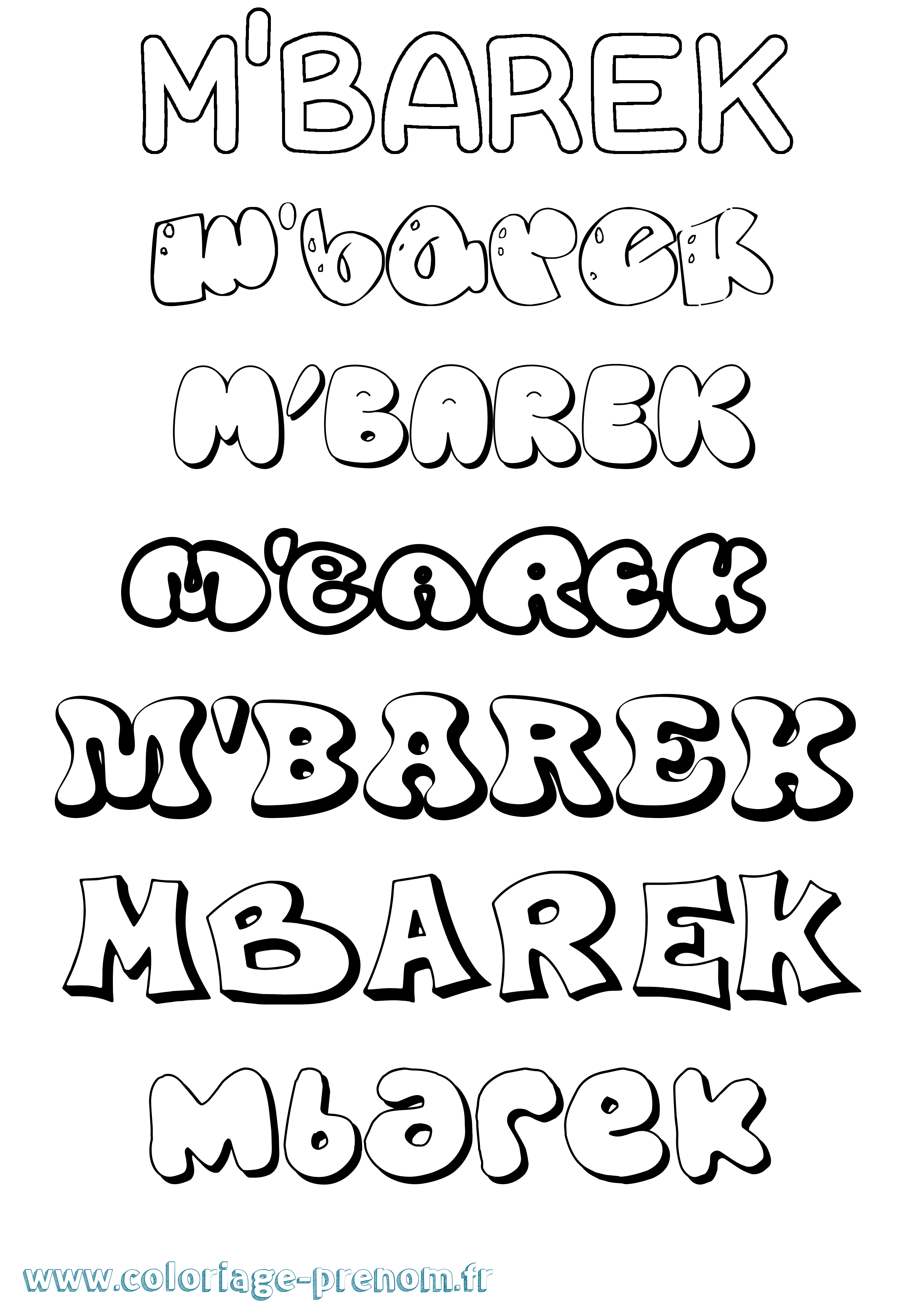 Coloriage prénom M'Barek Bubble