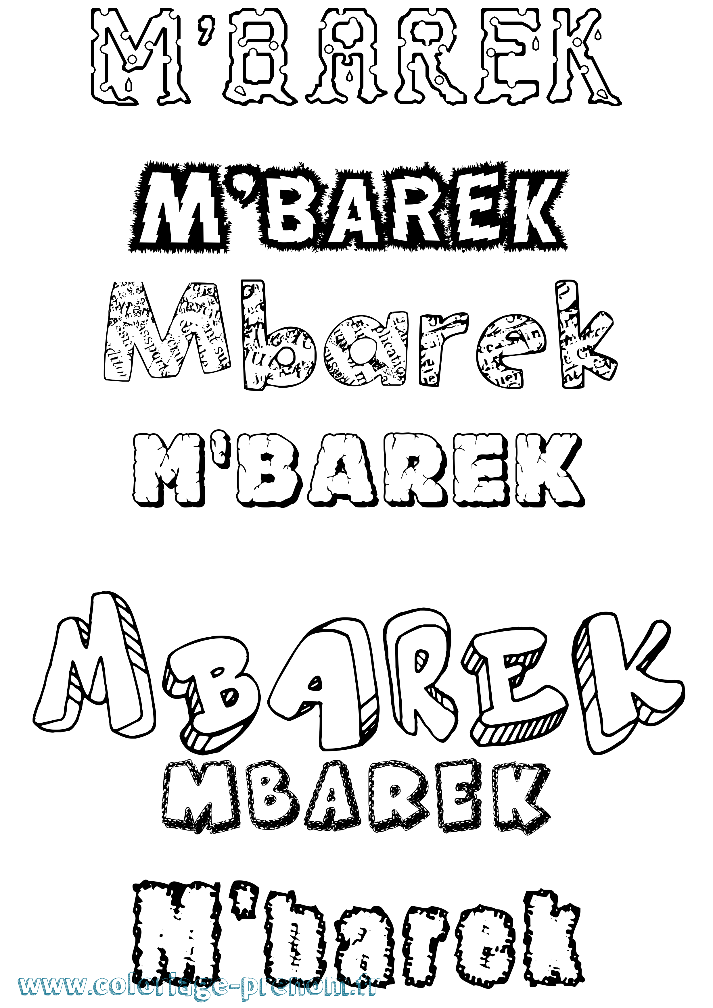 Coloriage prénom M'Barek Destructuré