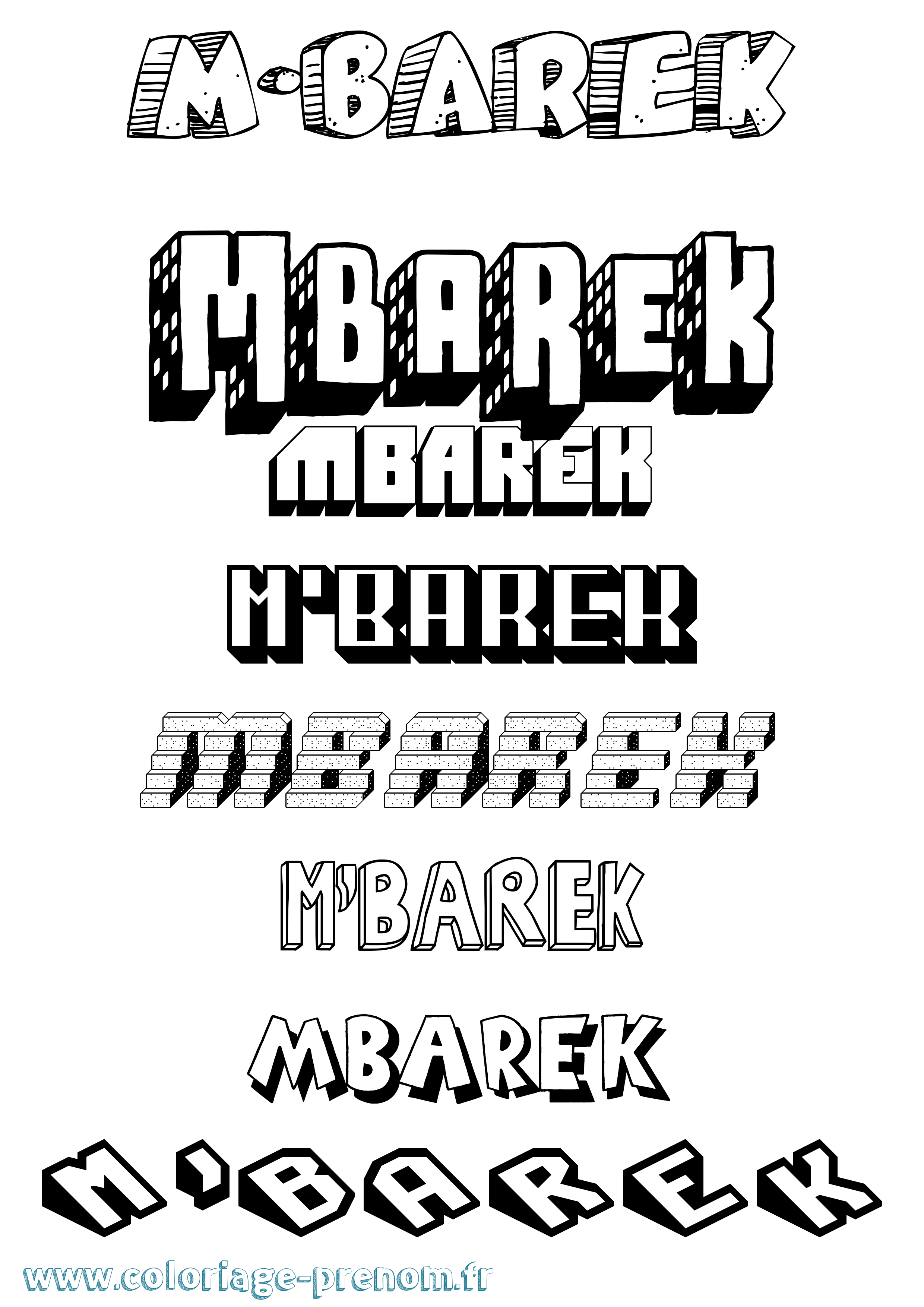 Coloriage prénom M'Barek Effet 3D