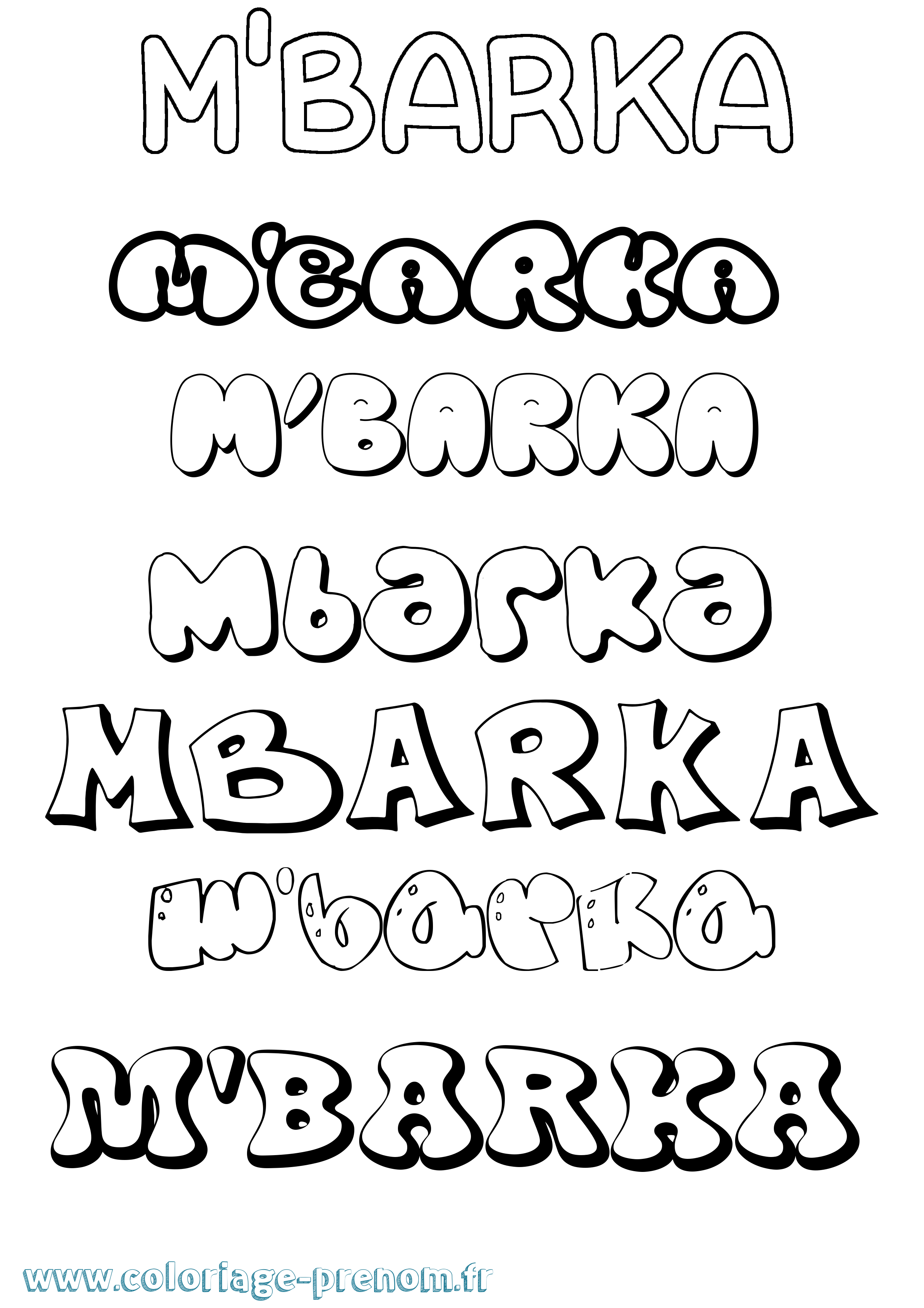 Coloriage prénom M'Barka Bubble