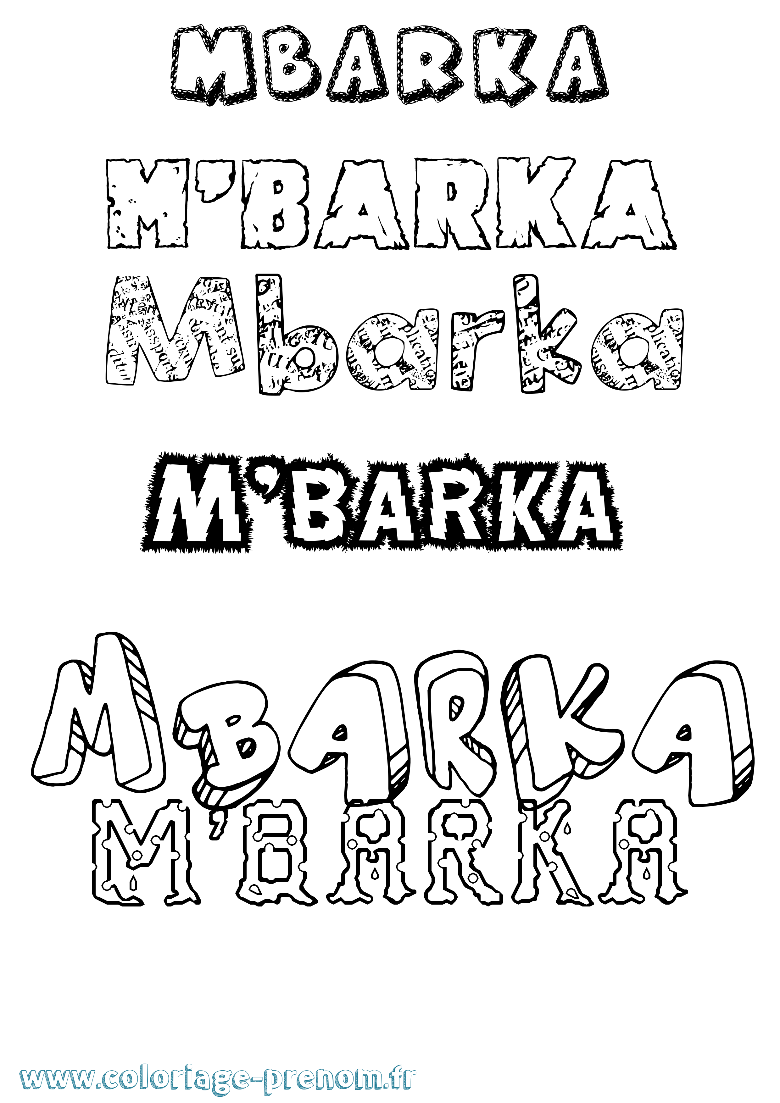 Coloriage prénom M'Barka Destructuré