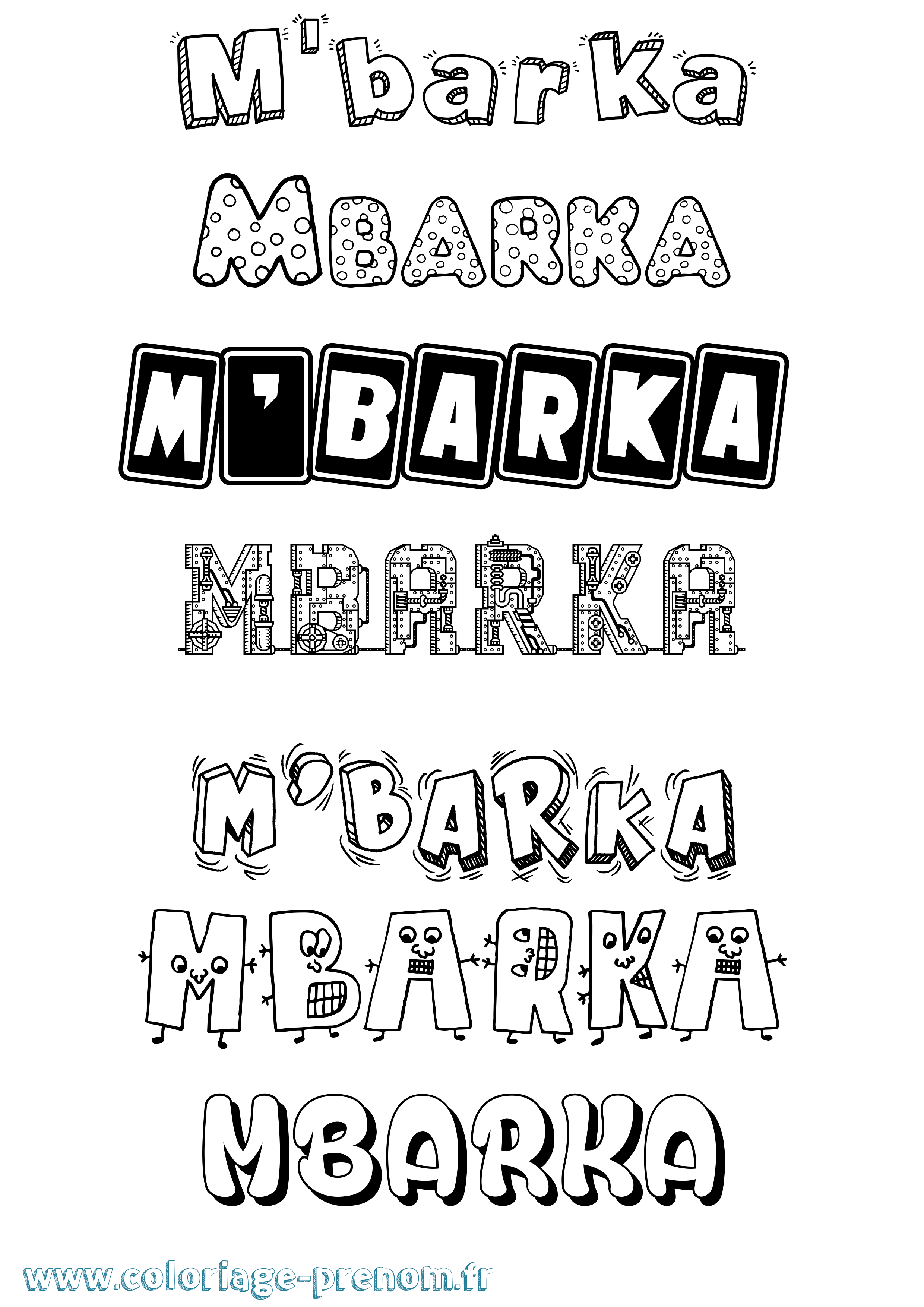 Coloriage prénom M'Barka Fun