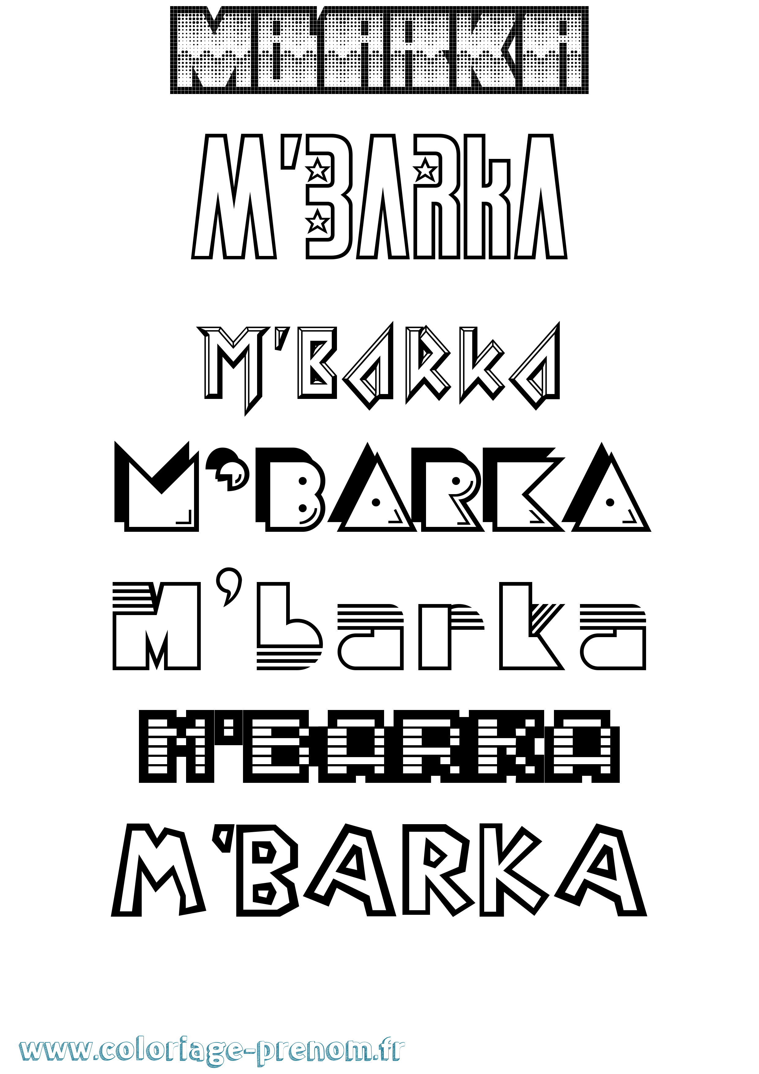 Coloriage prénom M'Barka Jeux Vidéos