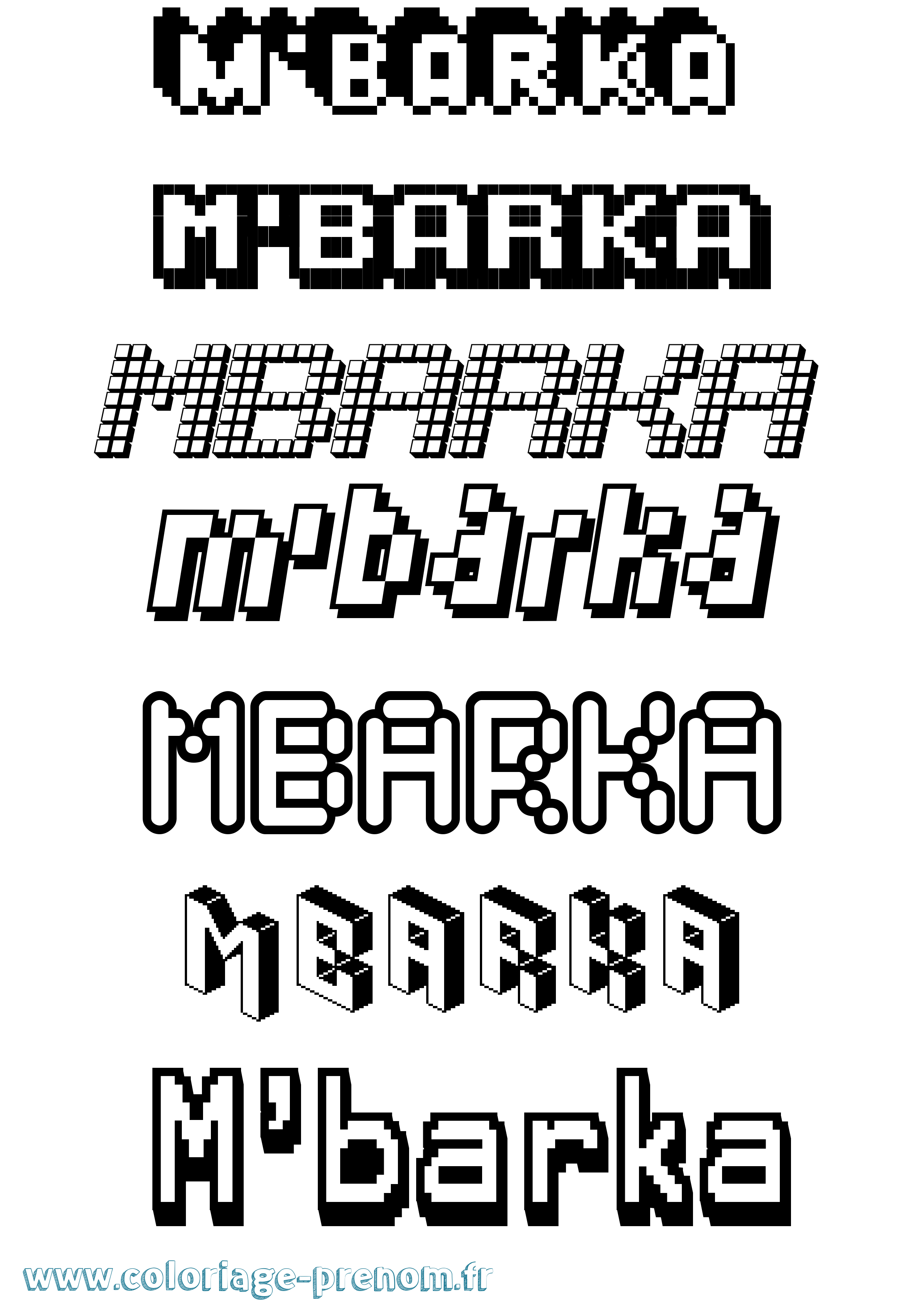 Coloriage prénom M'Barka Pixel