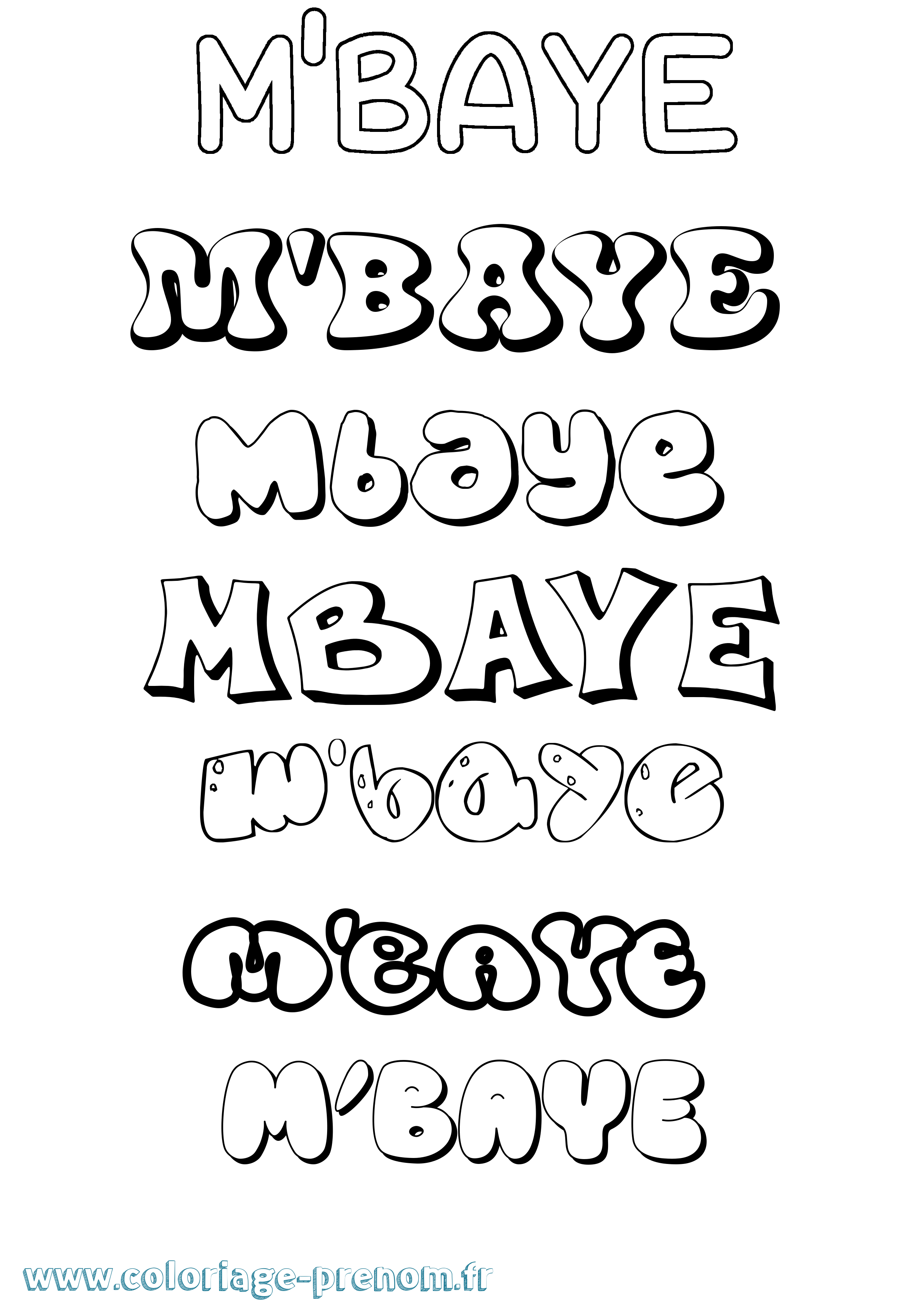 Coloriage prénom M'Baye Bubble