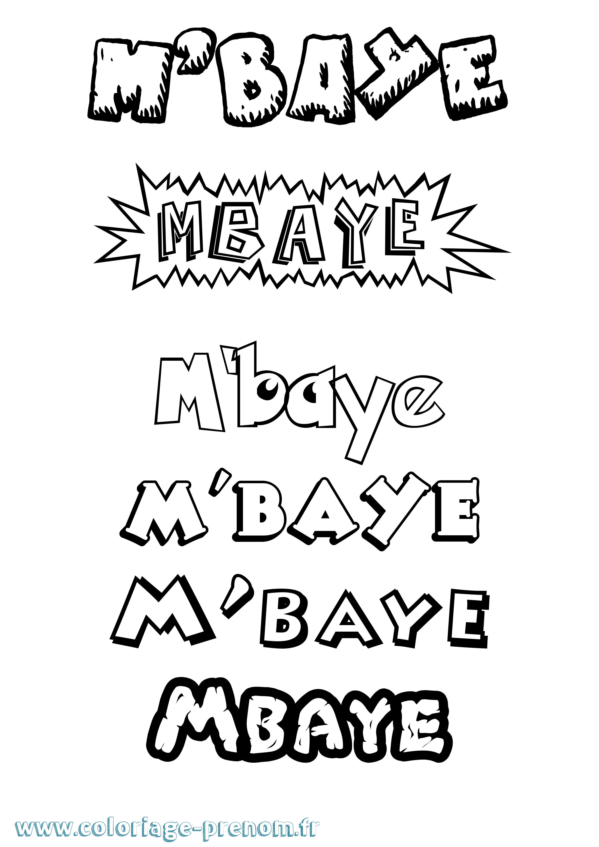 Coloriage prénom M'Baye Dessin Animé