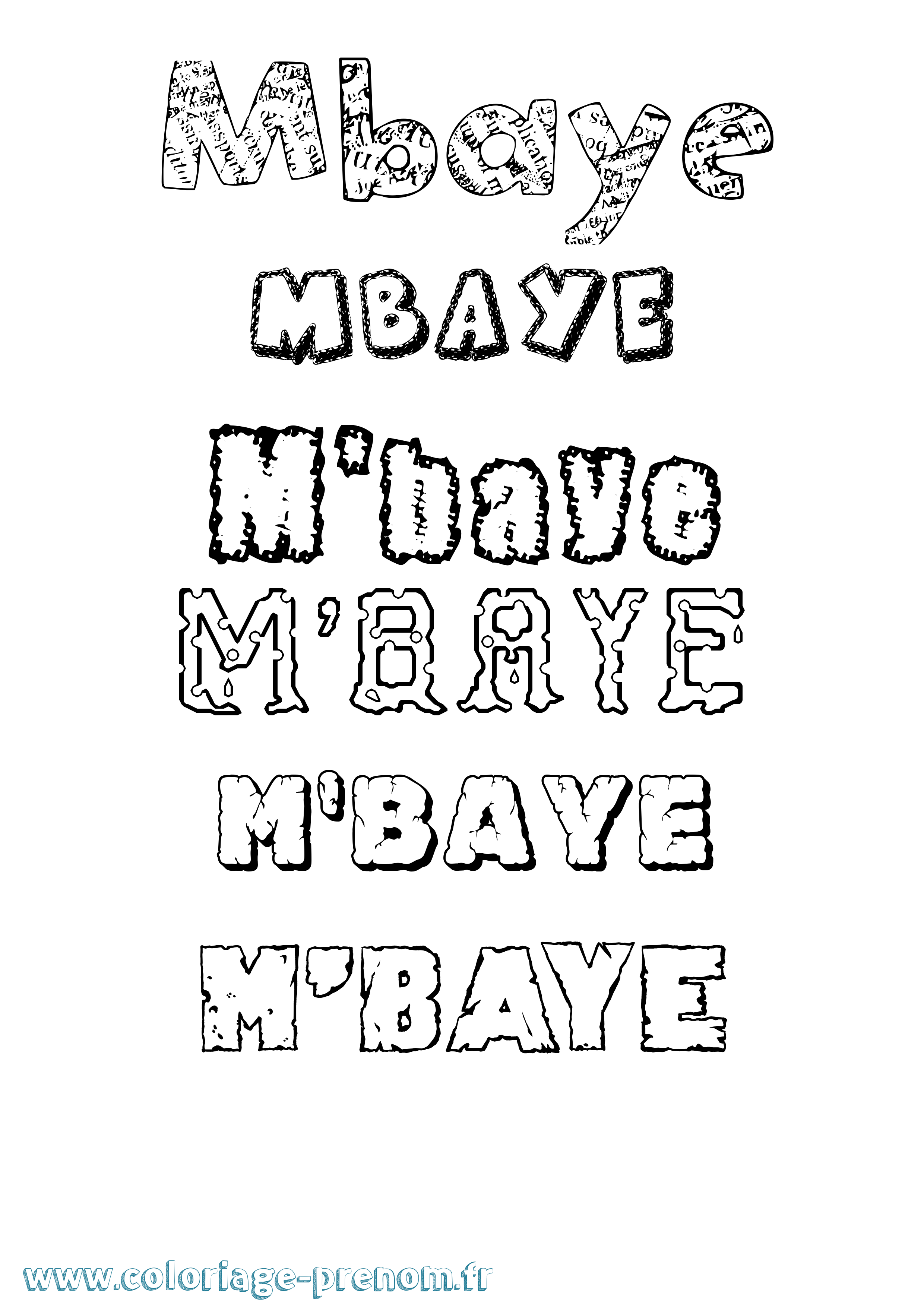 Coloriage prénom M'Baye Destructuré