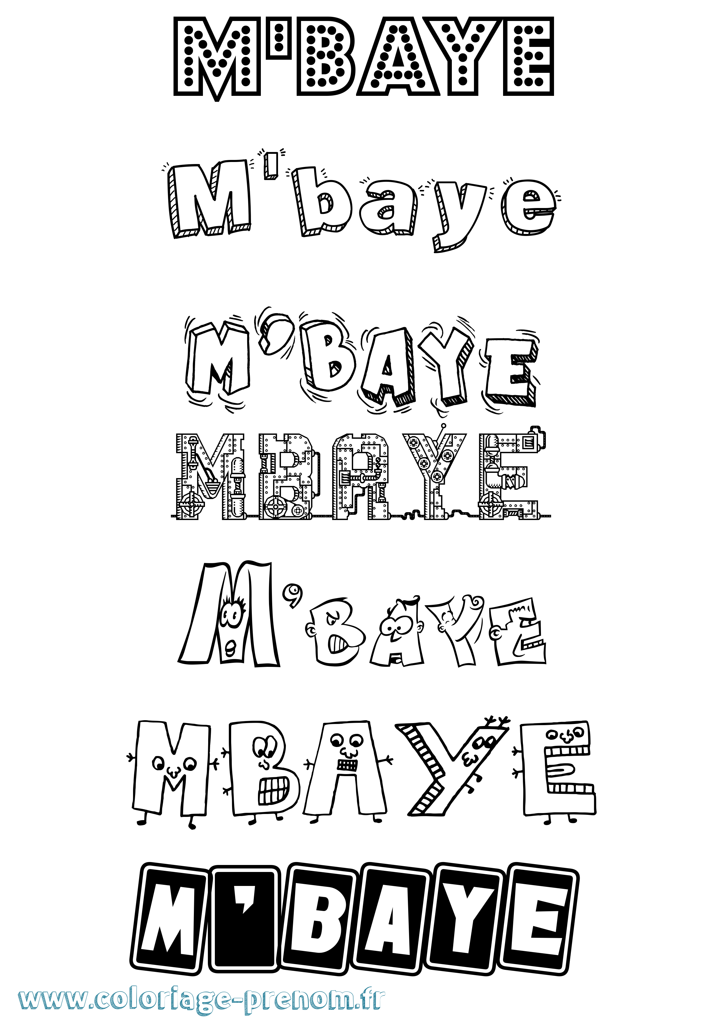 Coloriage prénom M'Baye Fun