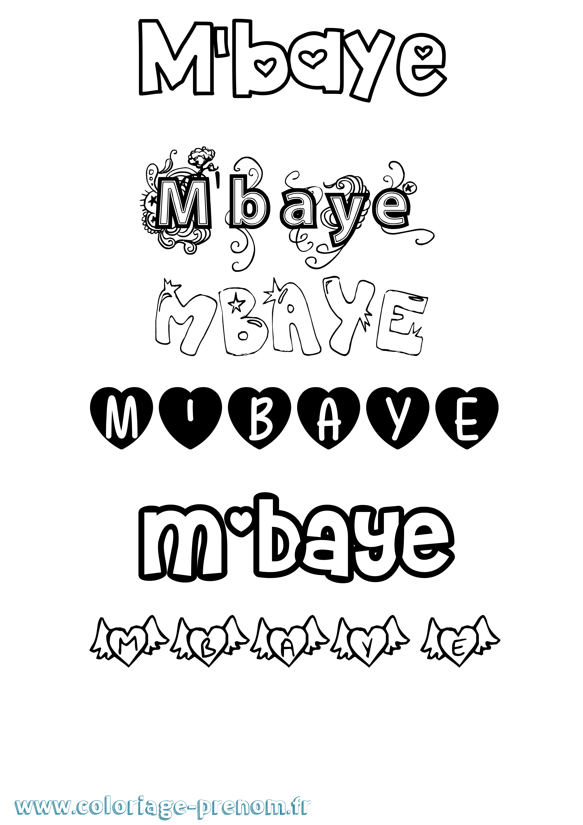 Coloriage prénom M'Baye Girly