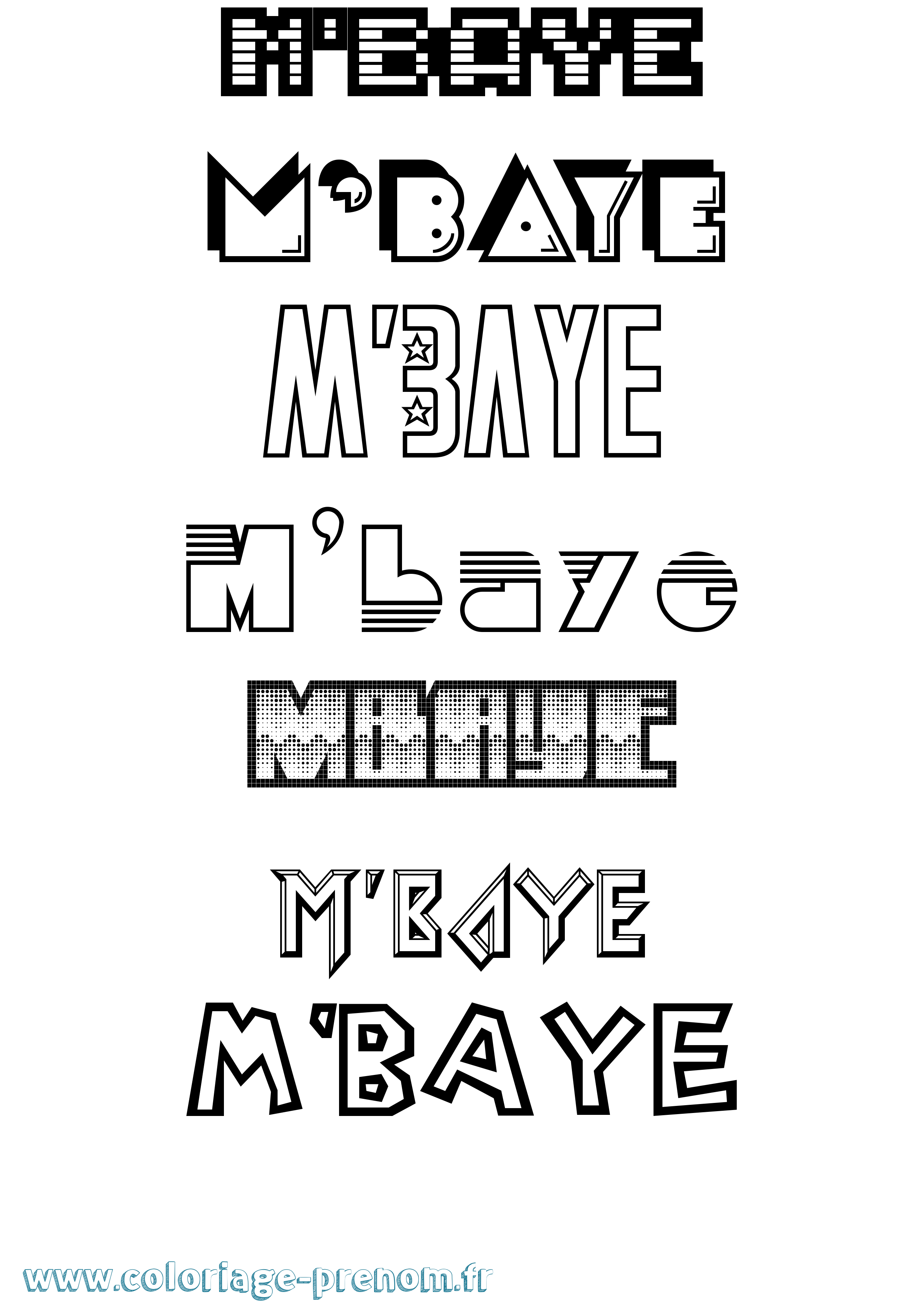 Coloriage prénom M'Baye Jeux Vidéos