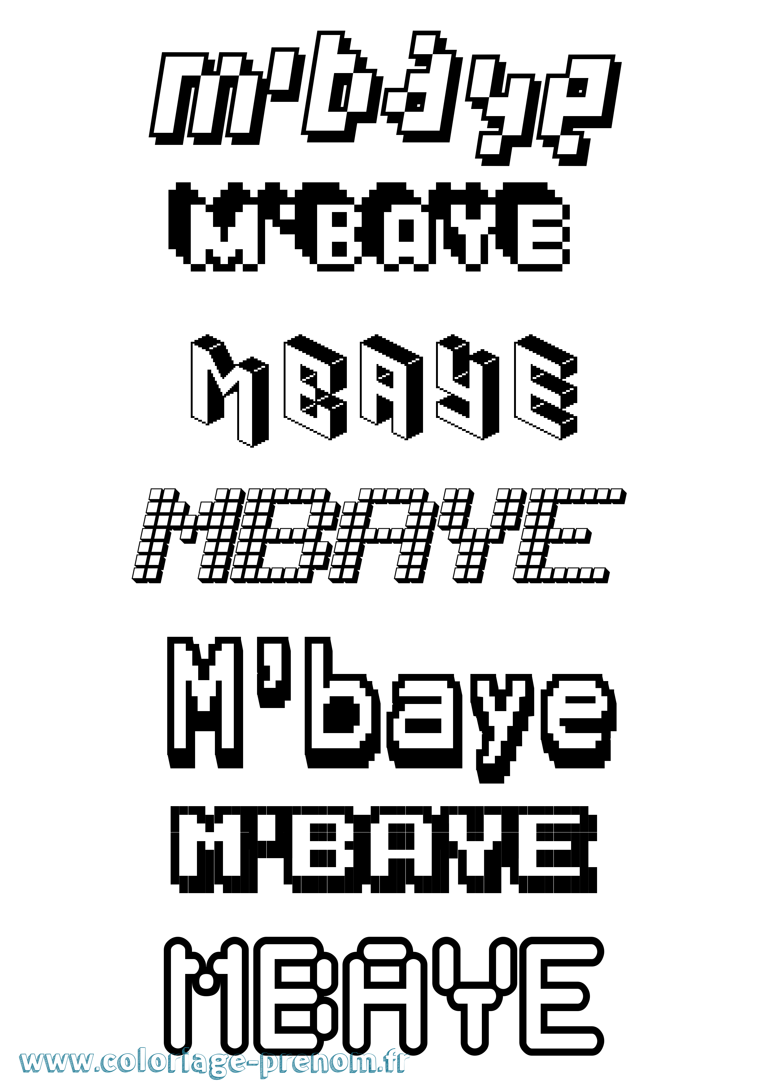 Coloriage prénom M'Baye Pixel