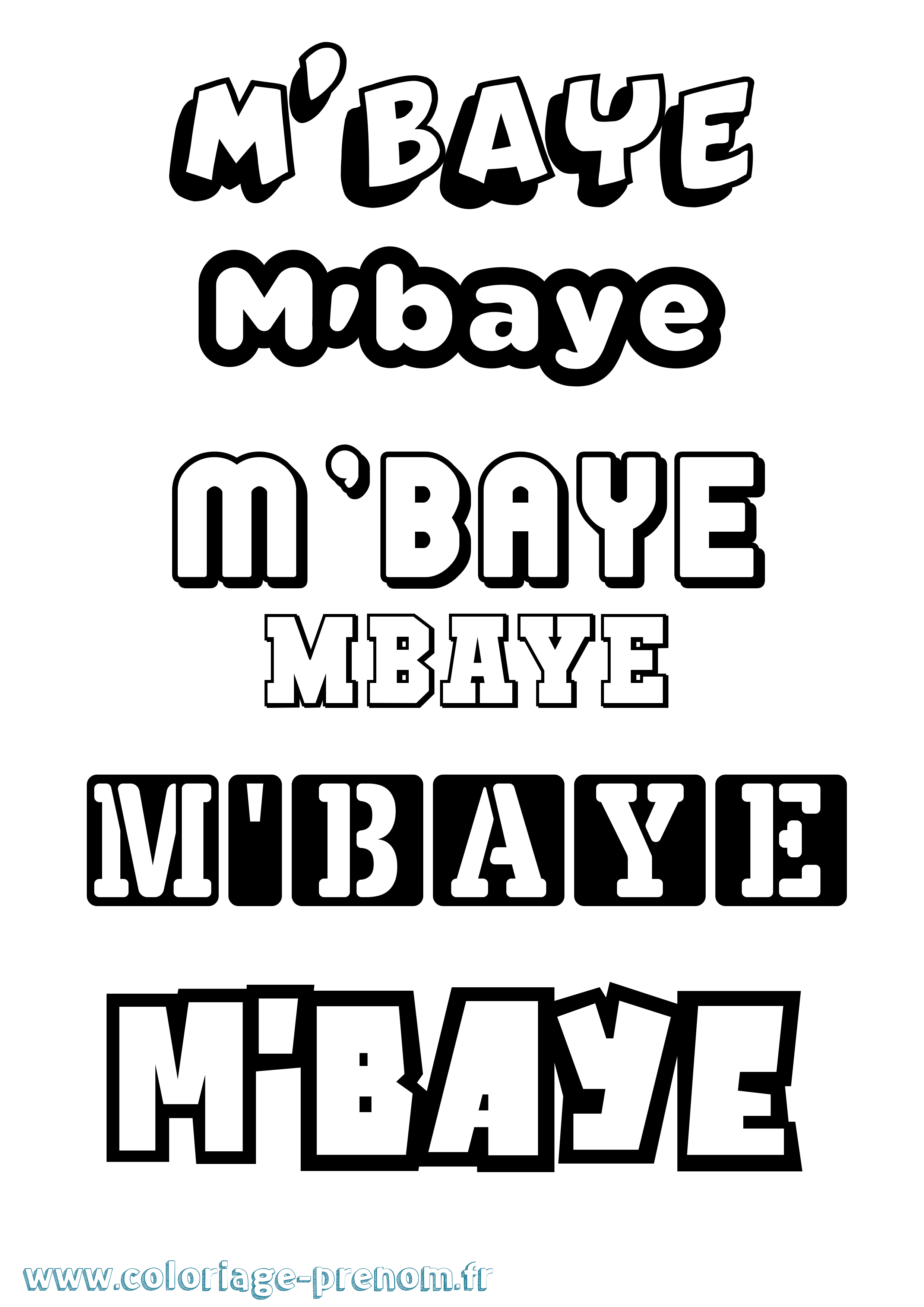 Coloriage prénom M'Baye Simple