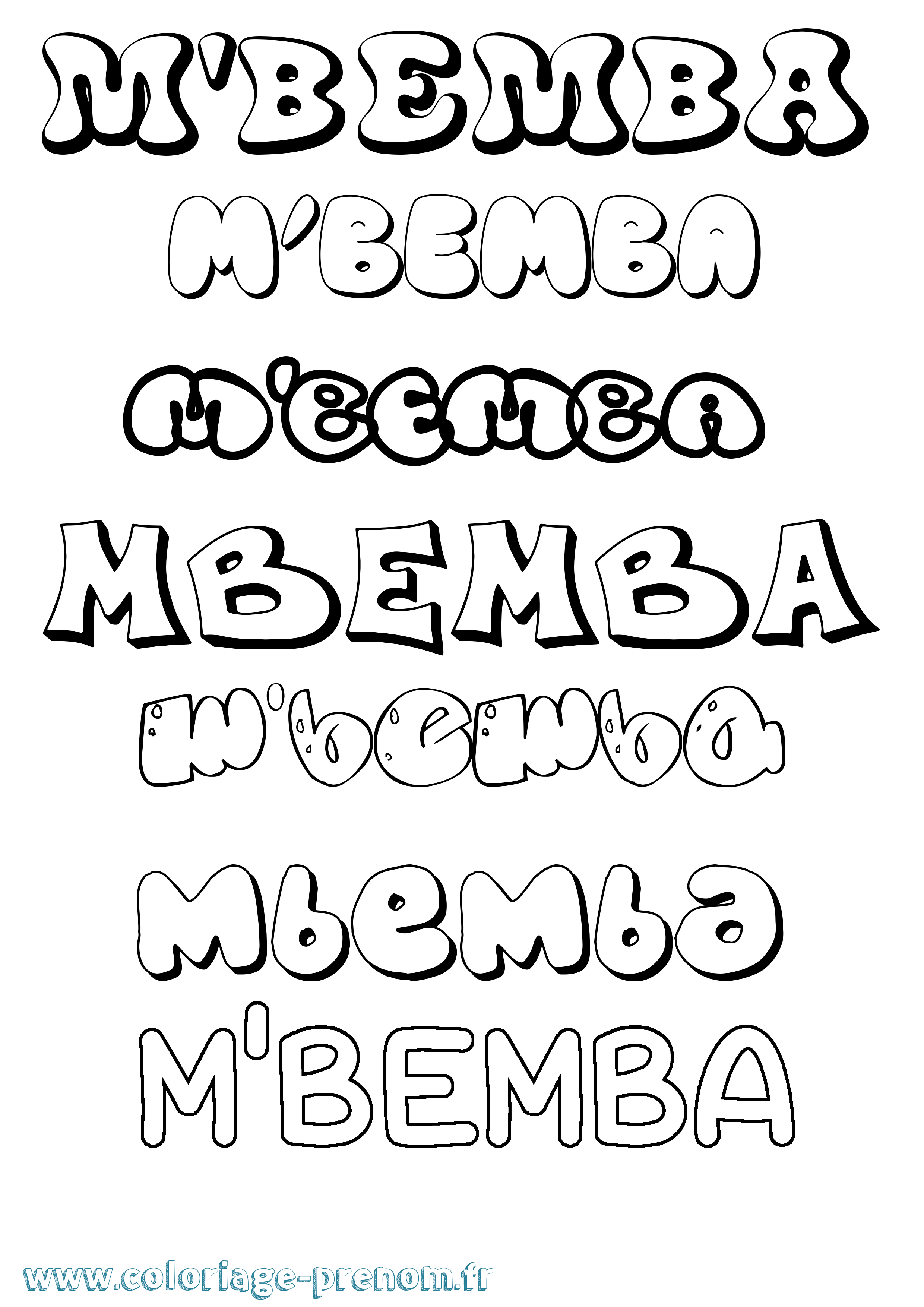 Coloriage M'Bemba Bubble Coloriage prénom M'Bemba Bubble