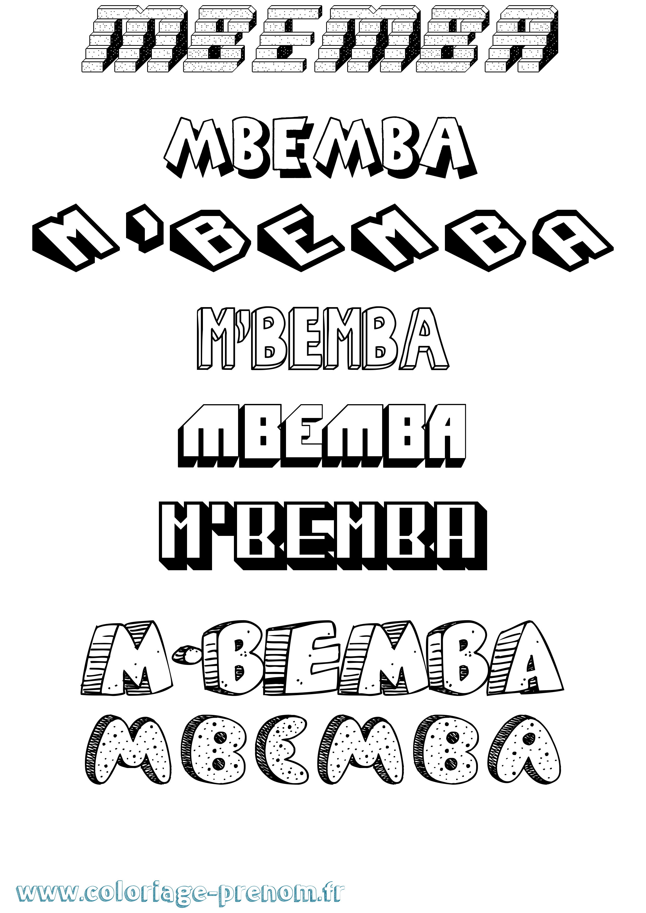 Coloriage M'Bemba Effet 3D Coloriage prénom M'Bemba Effet 3D
