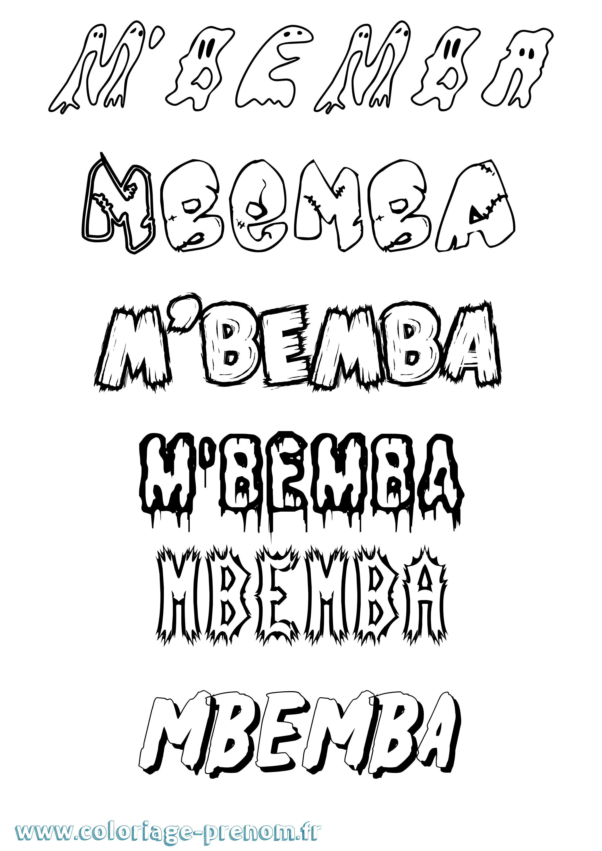Coloriage M'Bemba Frisson Coloriage prénom M'Bemba Frisson