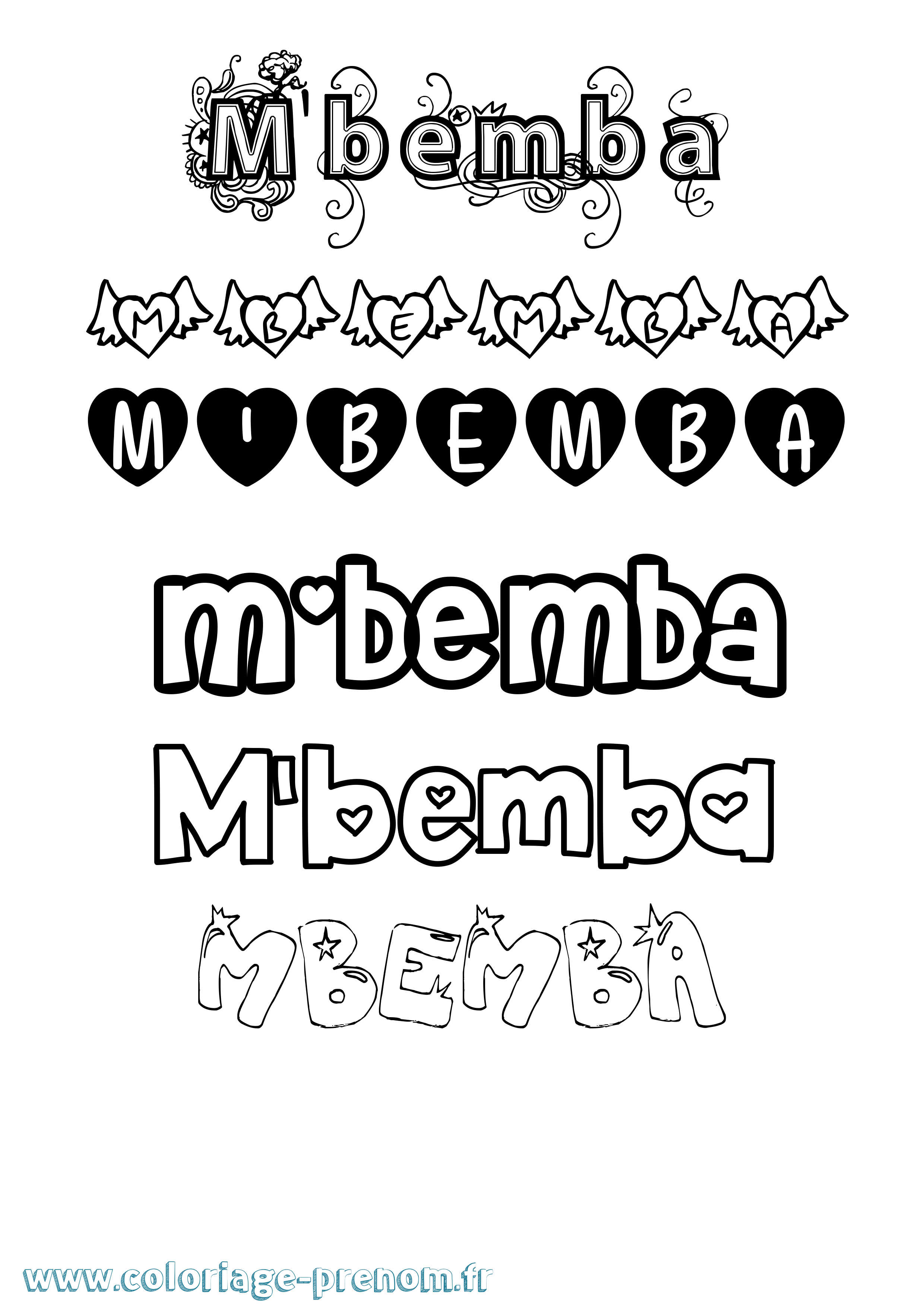 Coloriage M'Bemba Girly Coloriage prénom M'Bemba Girly