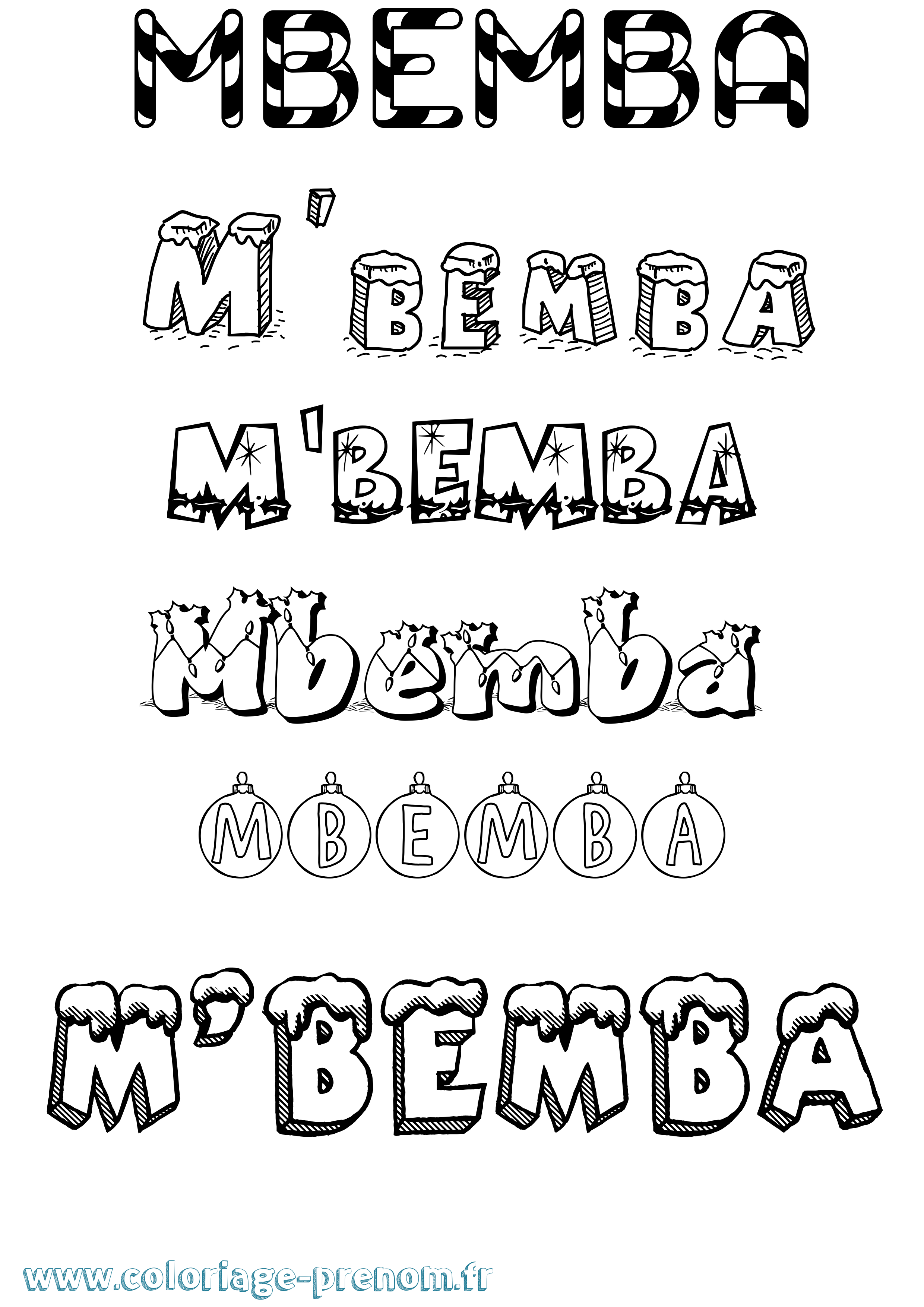 Coloriage M'Bemba Noël Coloriage prénom M'Bemba Noël