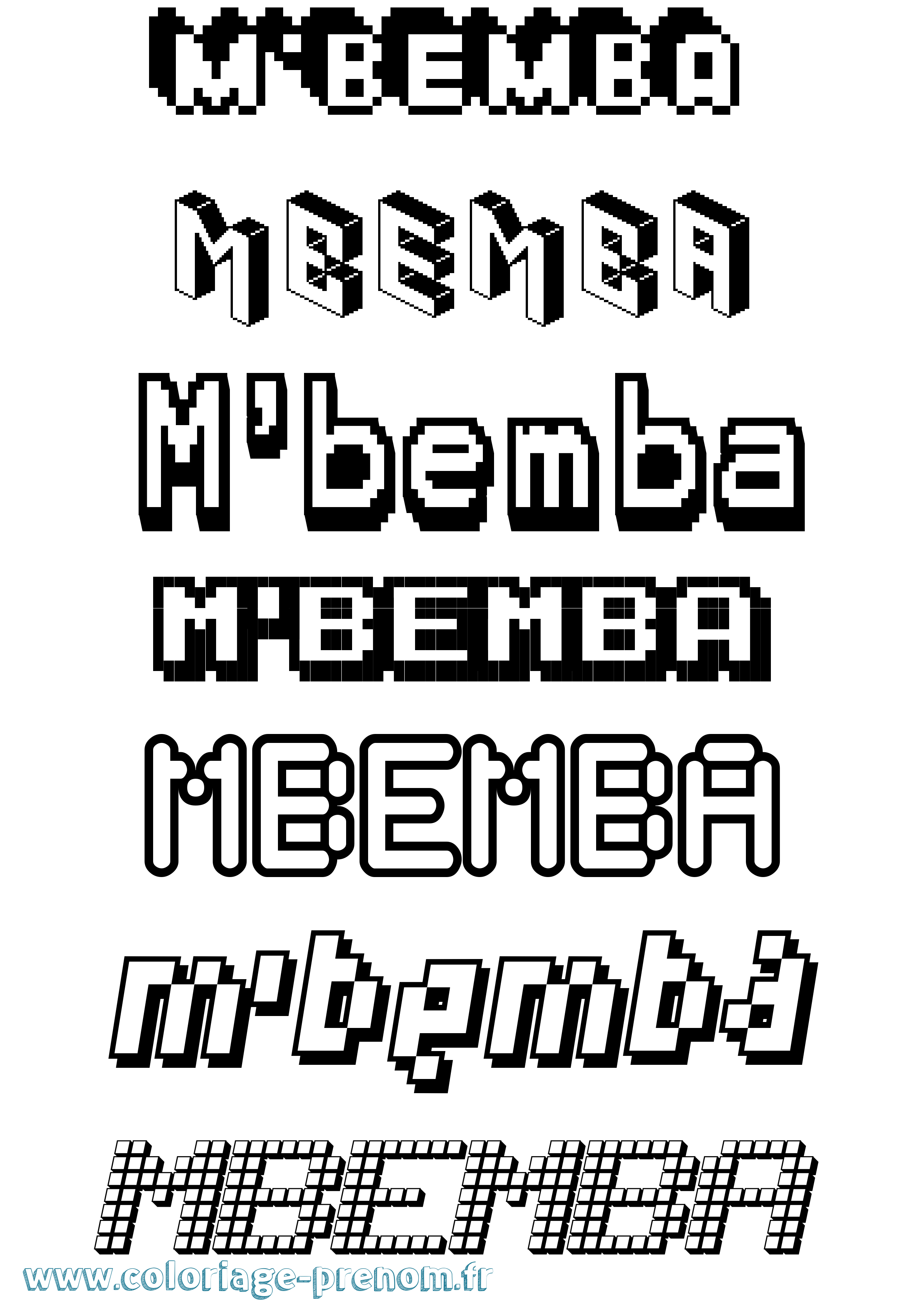 Coloriage M'Bemba Pixel Coloriage prénom M'Bemba Pixel