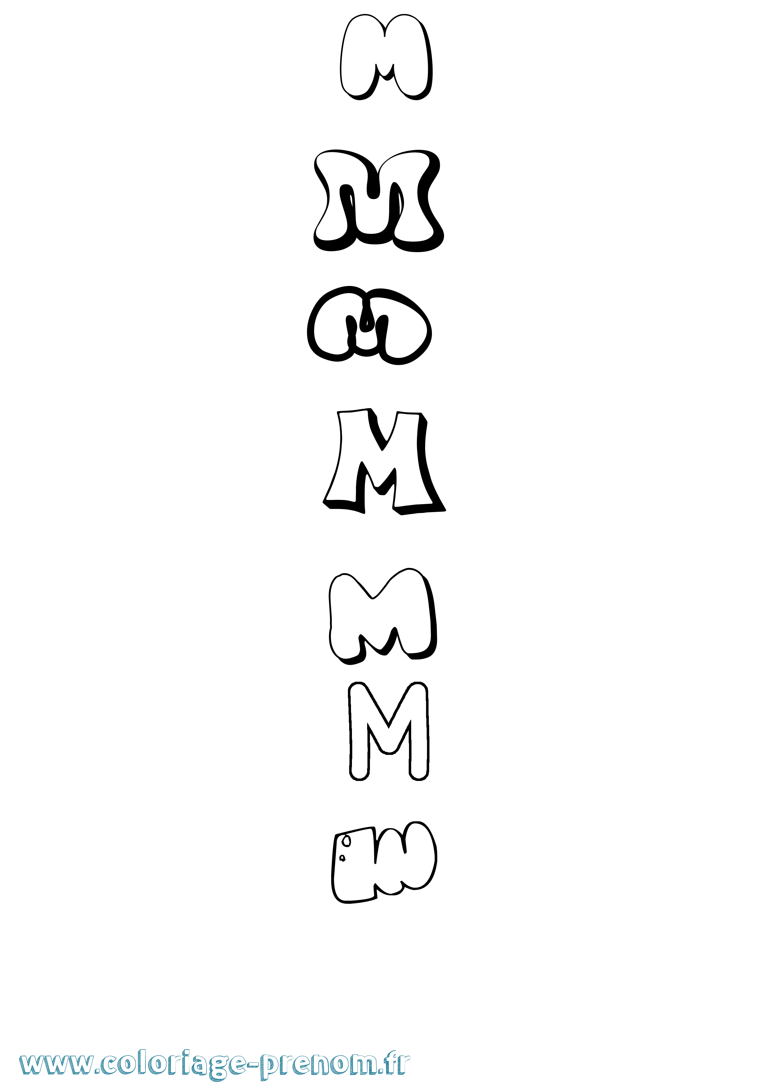 Coloriage M Bubble Coloriage prénom M Bubble