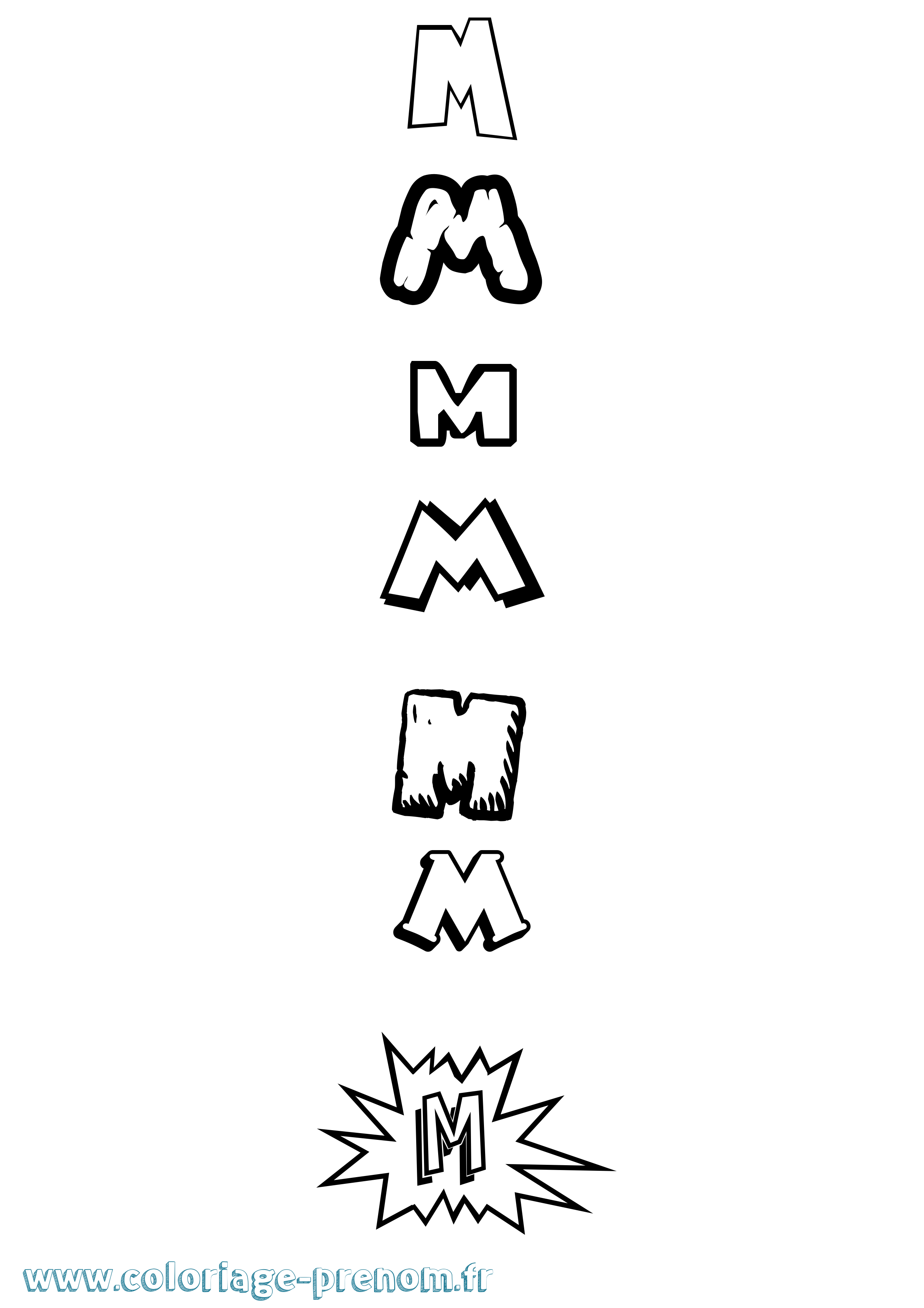 Coloriage M Dessin Animé Coloriage prénom M Dessin Animé
