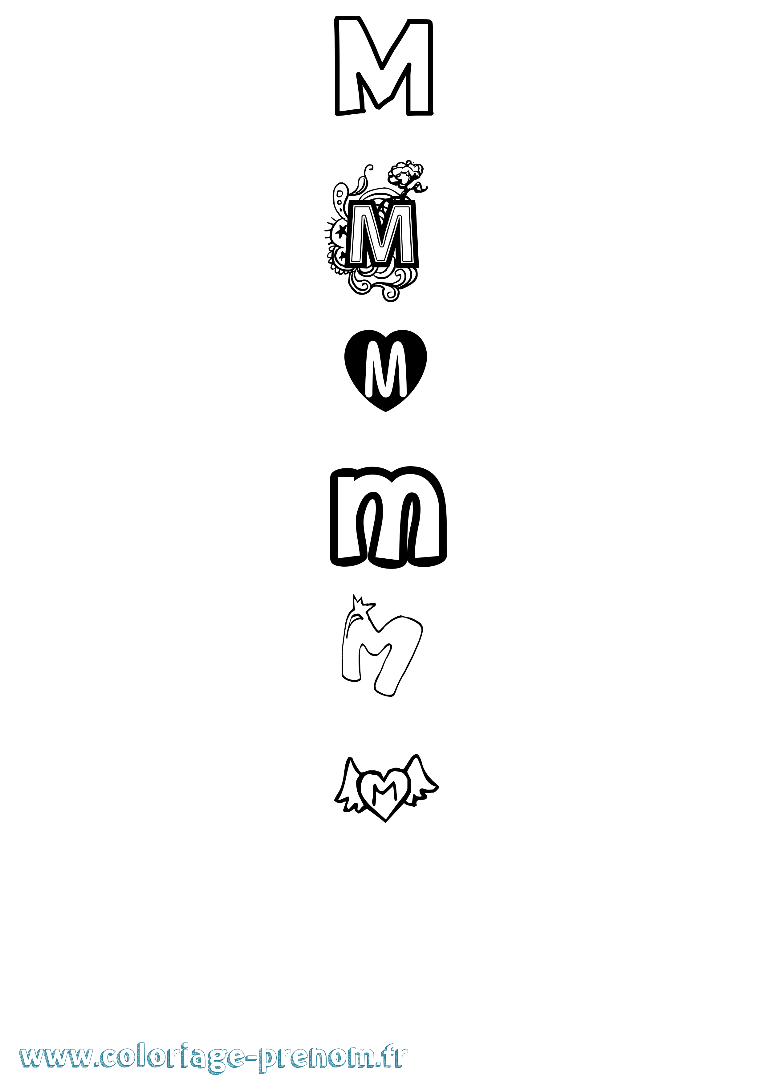 Coloriage M Girly Coloriage prénom M Girly