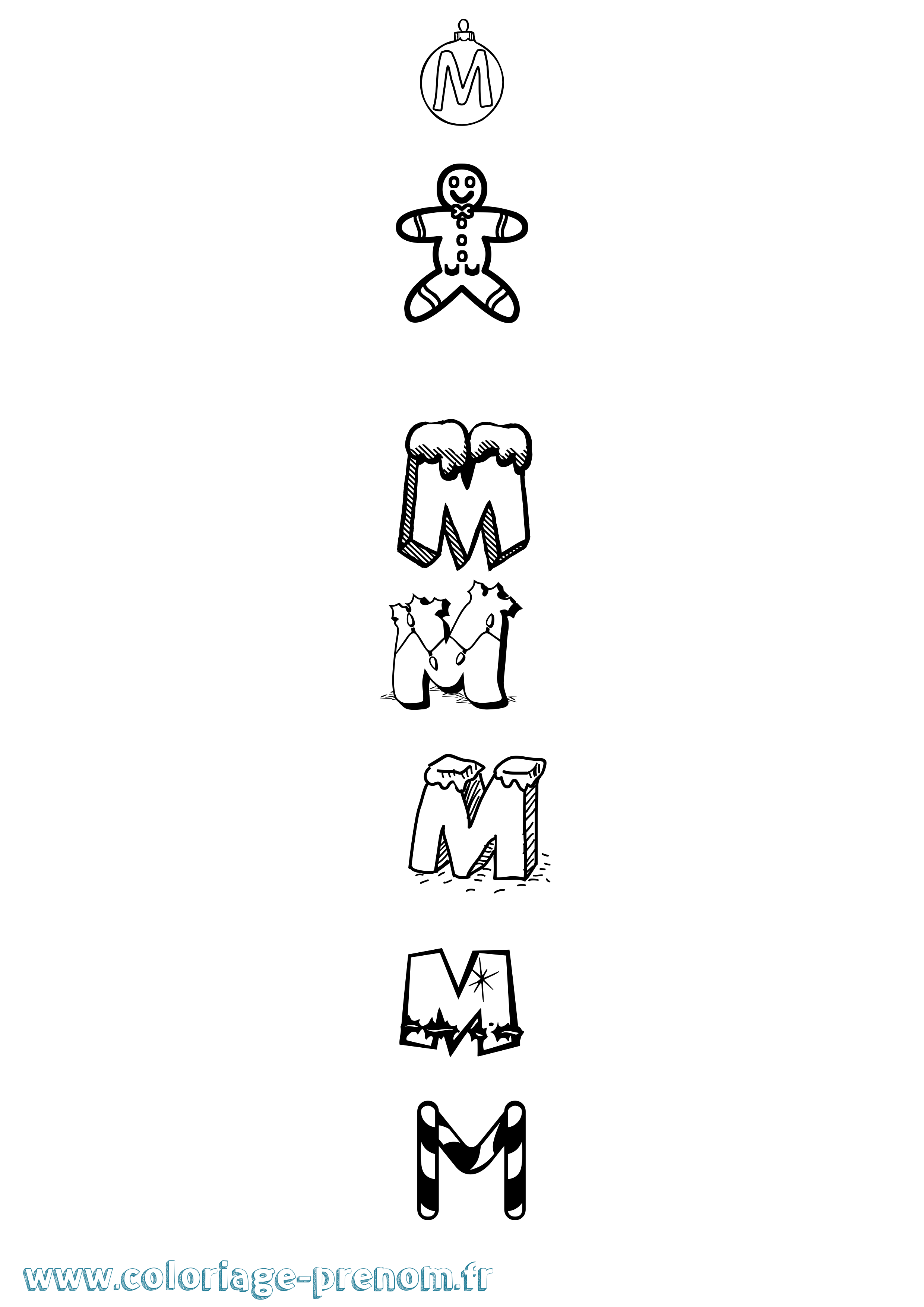 Coloriage M Noël Coloriage prénom M Noël