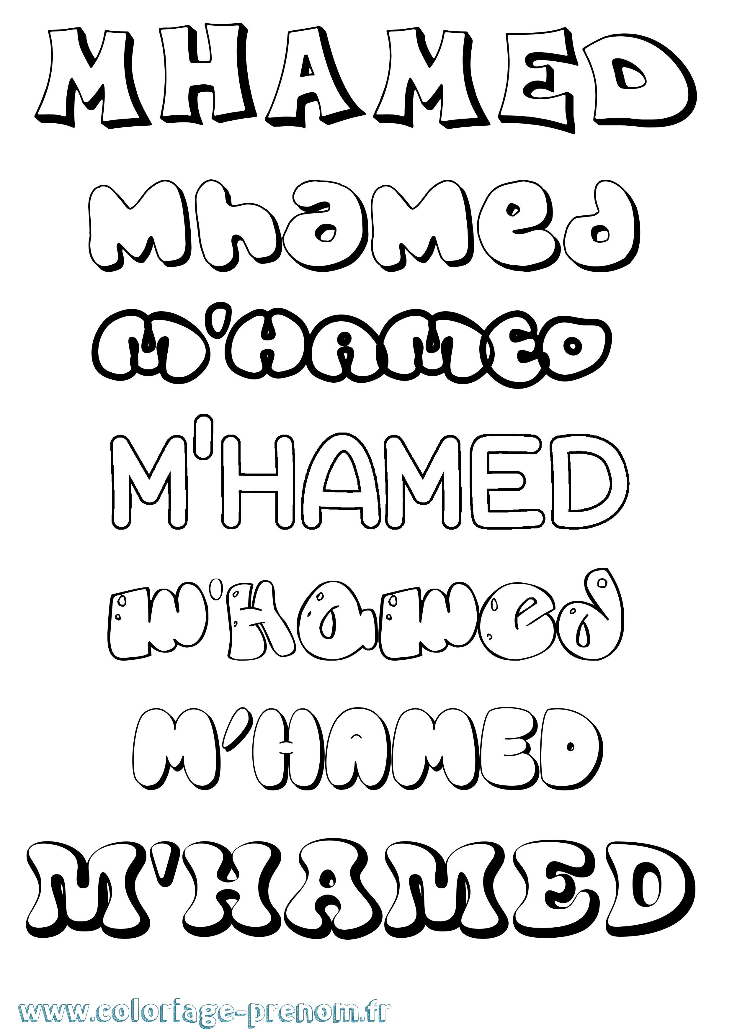 Coloriage prénom M'Hamed Bubble