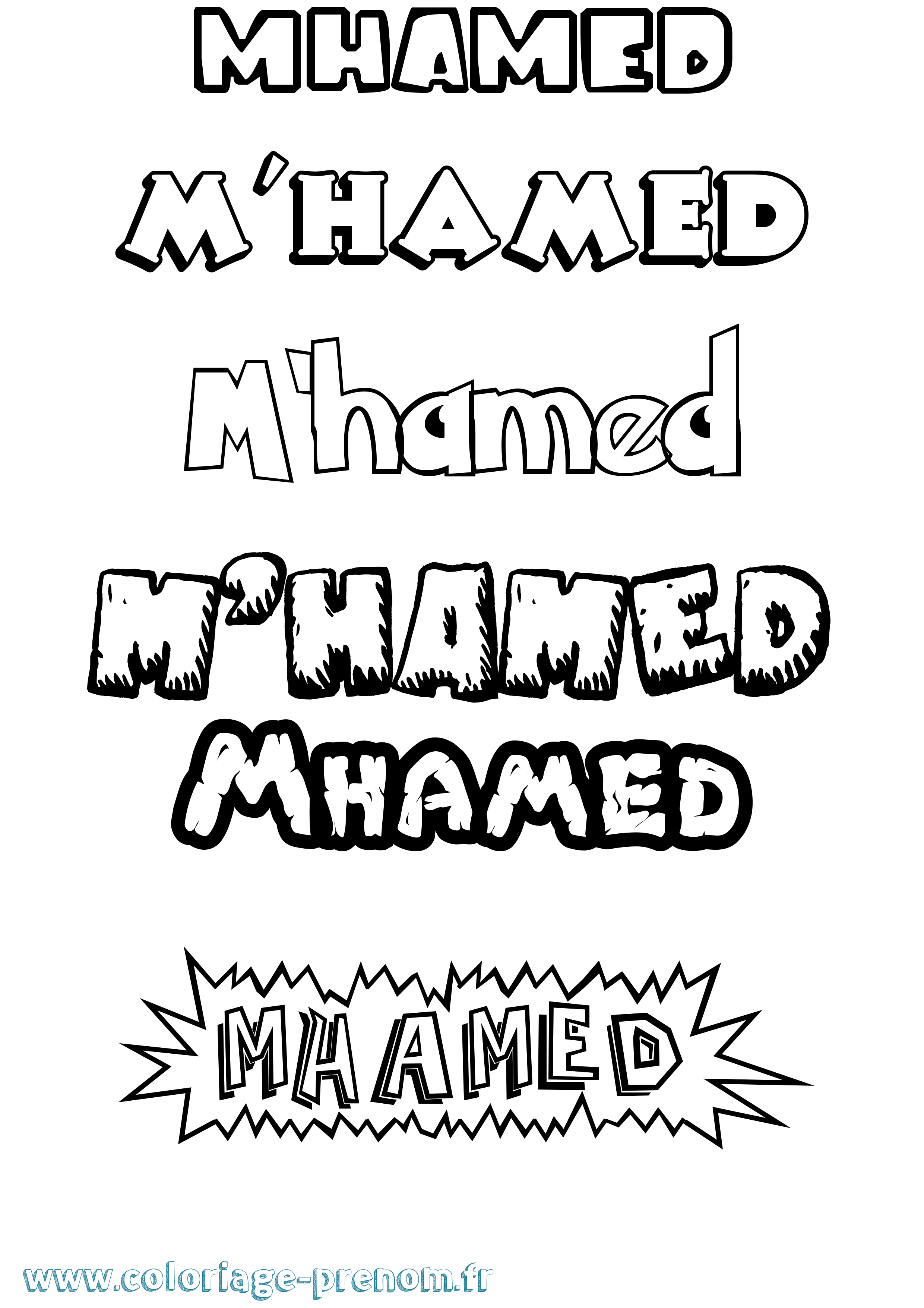 Coloriage prénom M'Hamed Dessin Animé