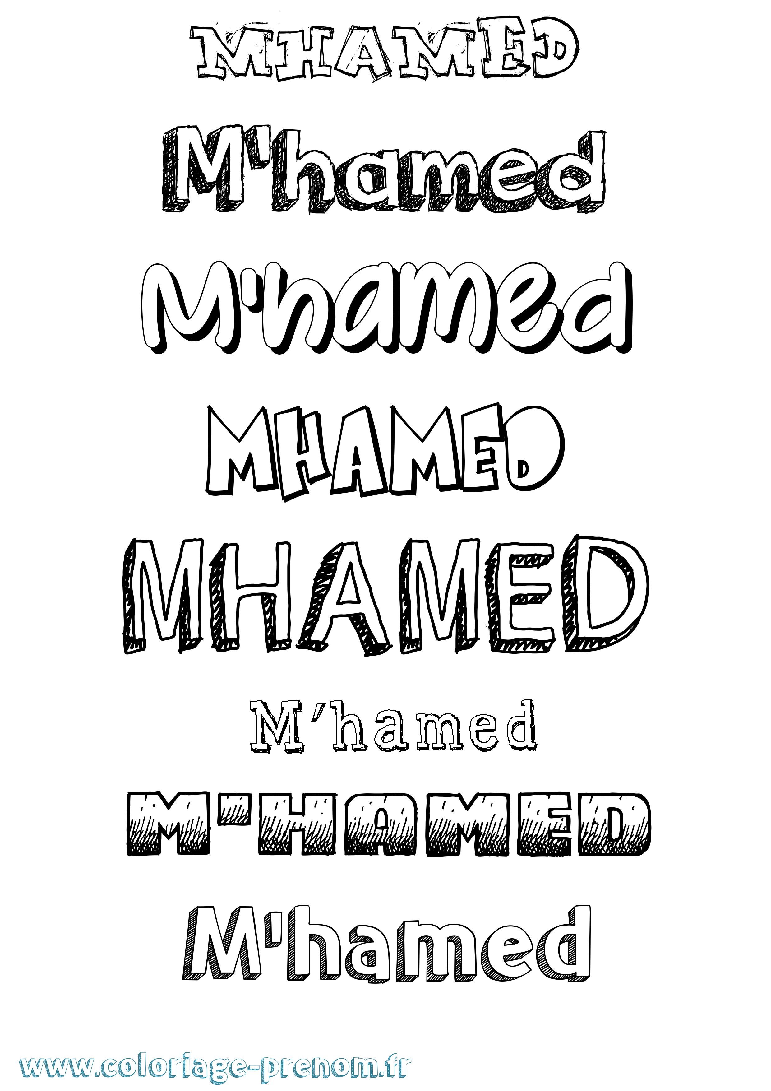 Coloriage prénom M'Hamed Dessiné