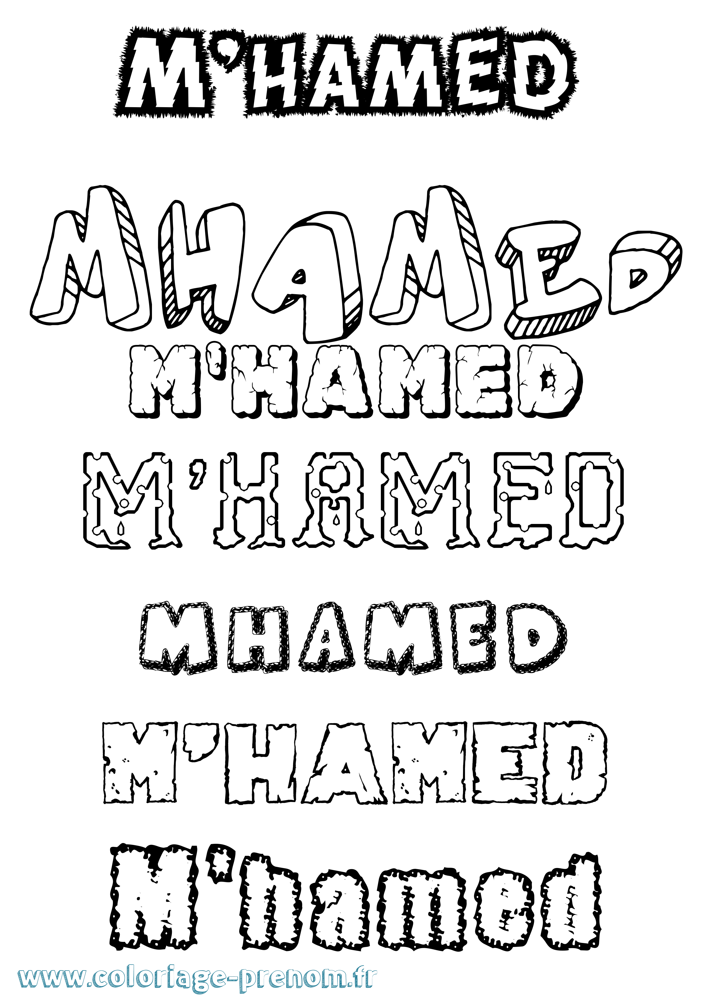 Coloriage prénom M'Hamed Destructuré