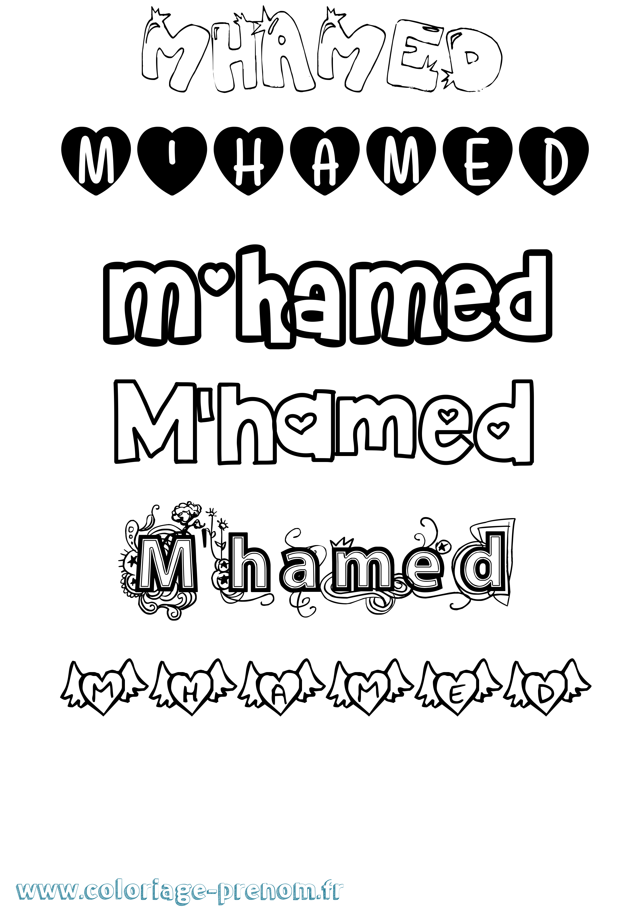 Coloriage prénom M'Hamed Girly