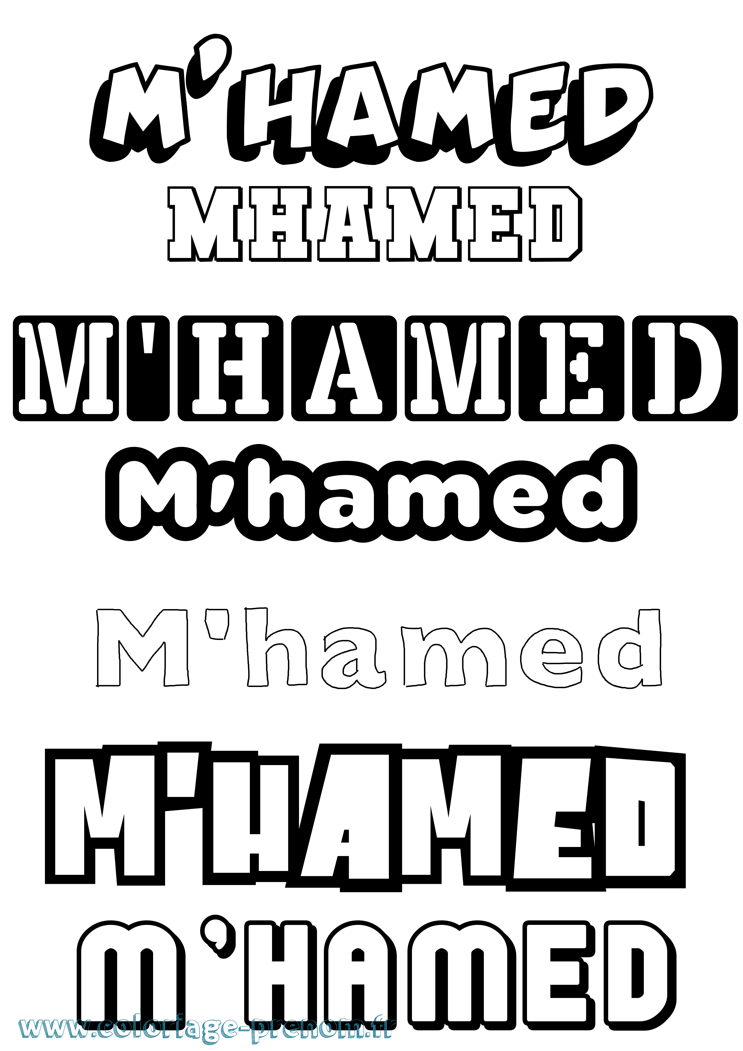 Coloriage prénom M'Hamed Simple