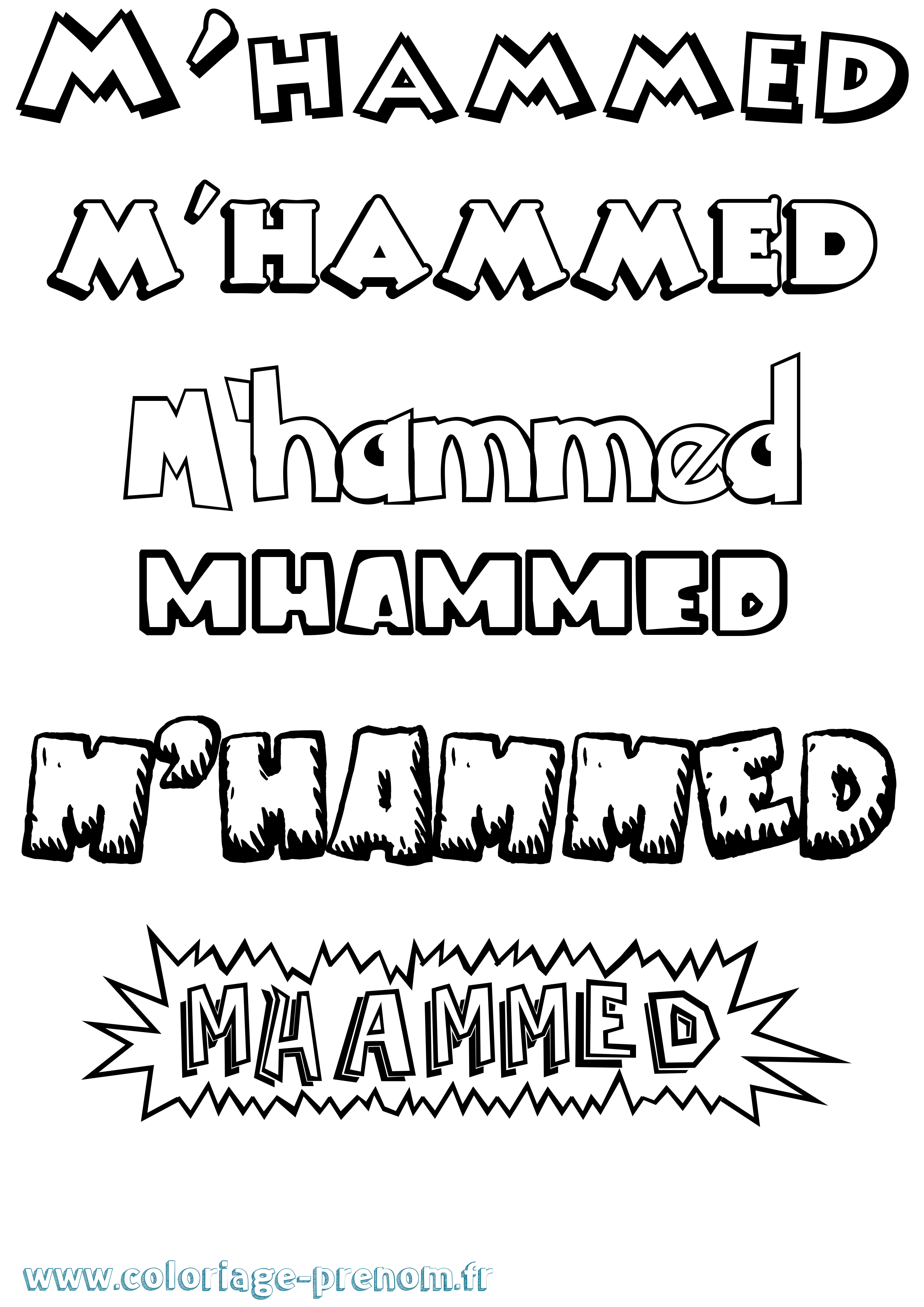 Coloriage prénom M'Hammed Dessin Animé