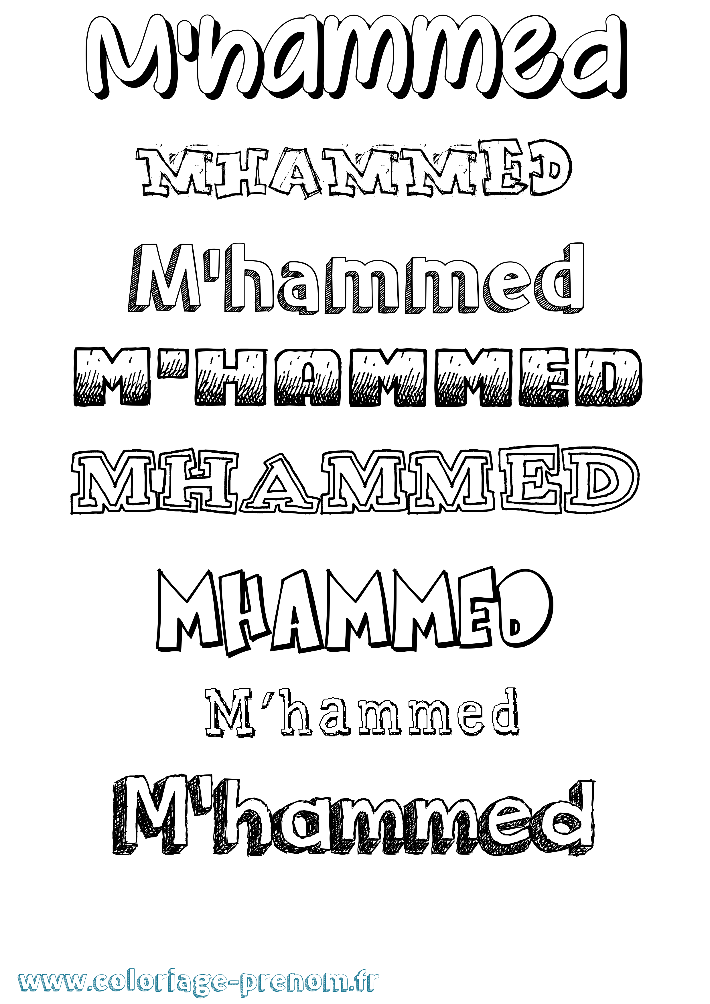 Coloriage prénom M'Hammed Dessiné
