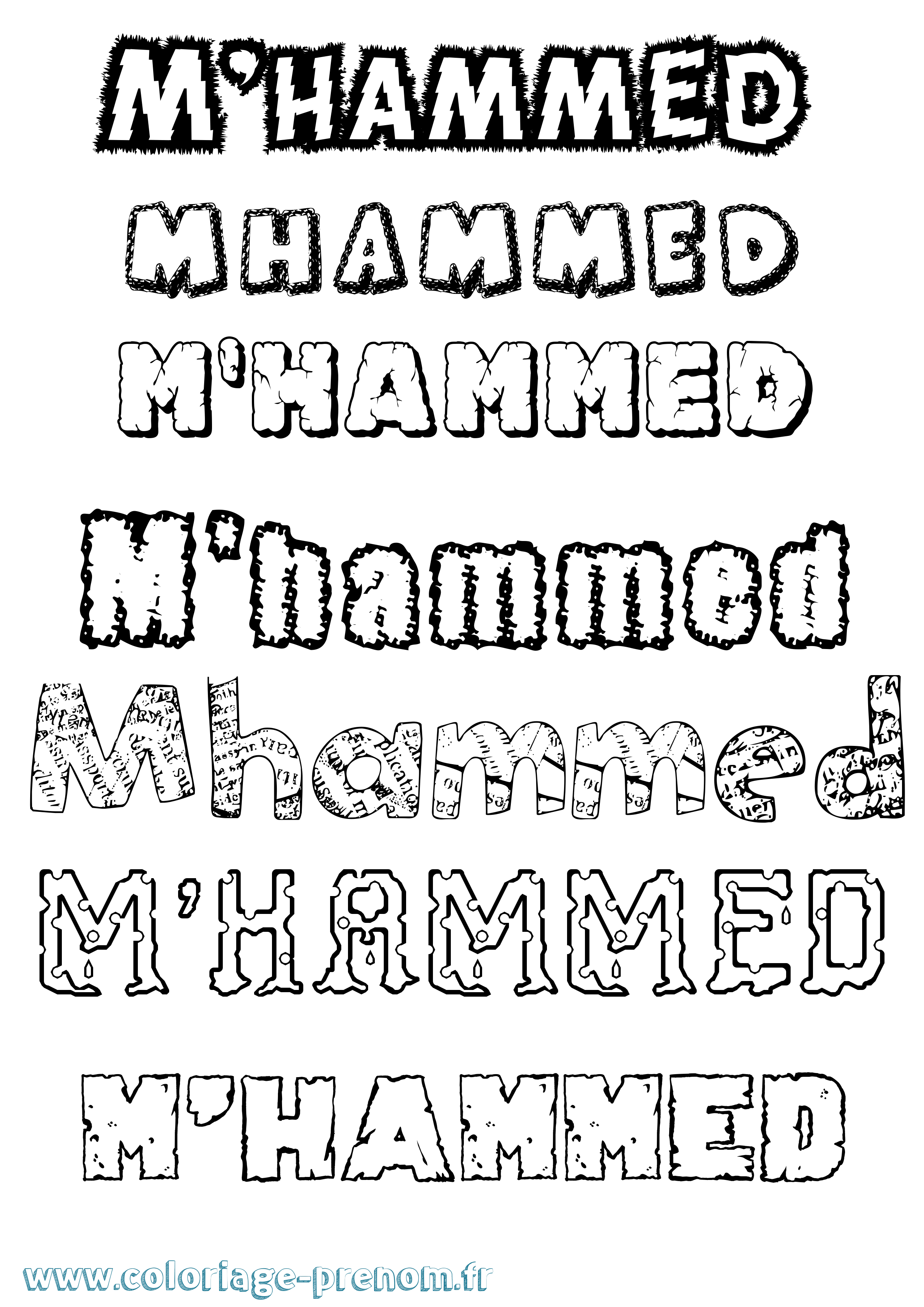 Coloriage prénom M'Hammed Destructuré