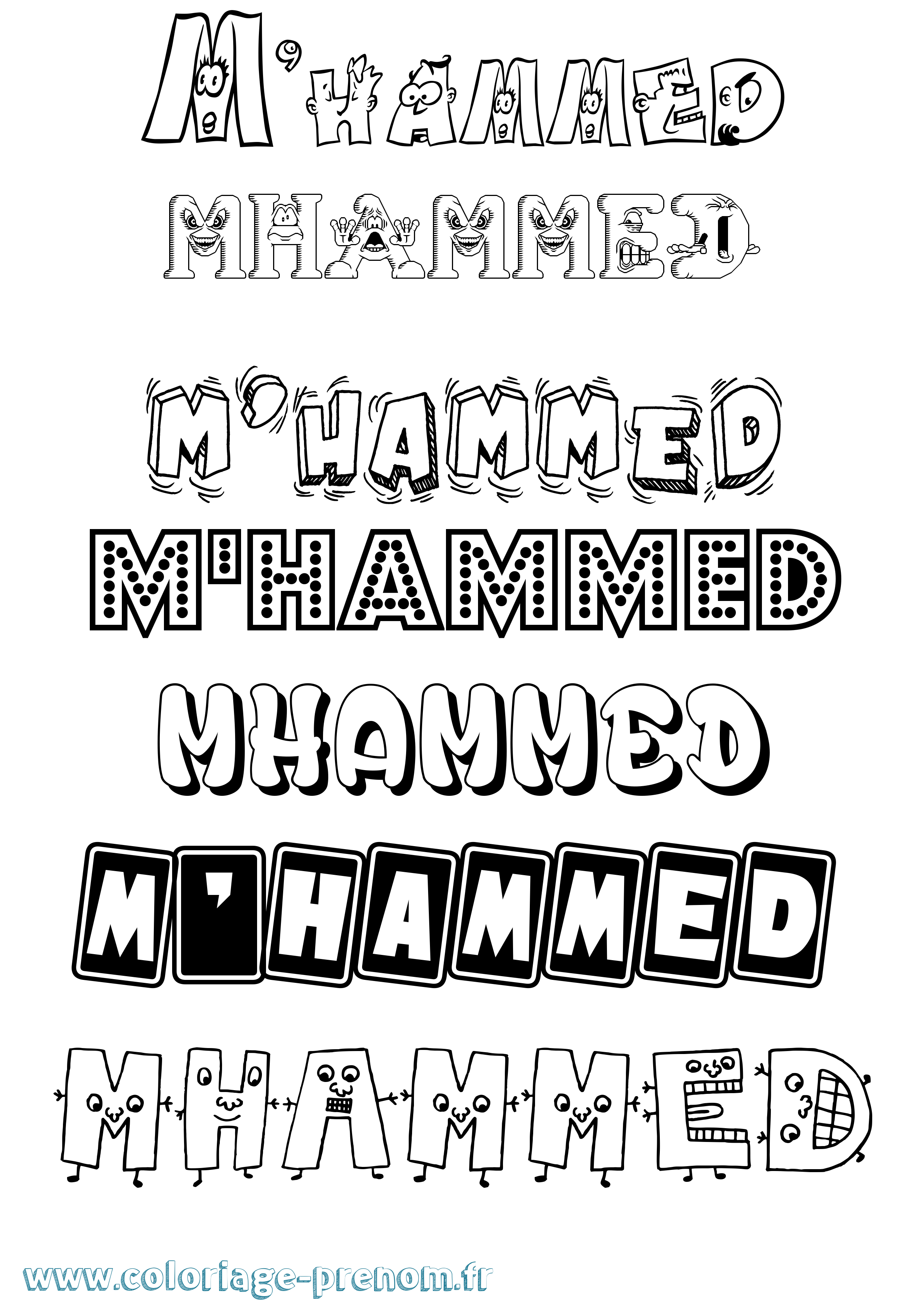 Coloriage prénom M'Hammed Fun