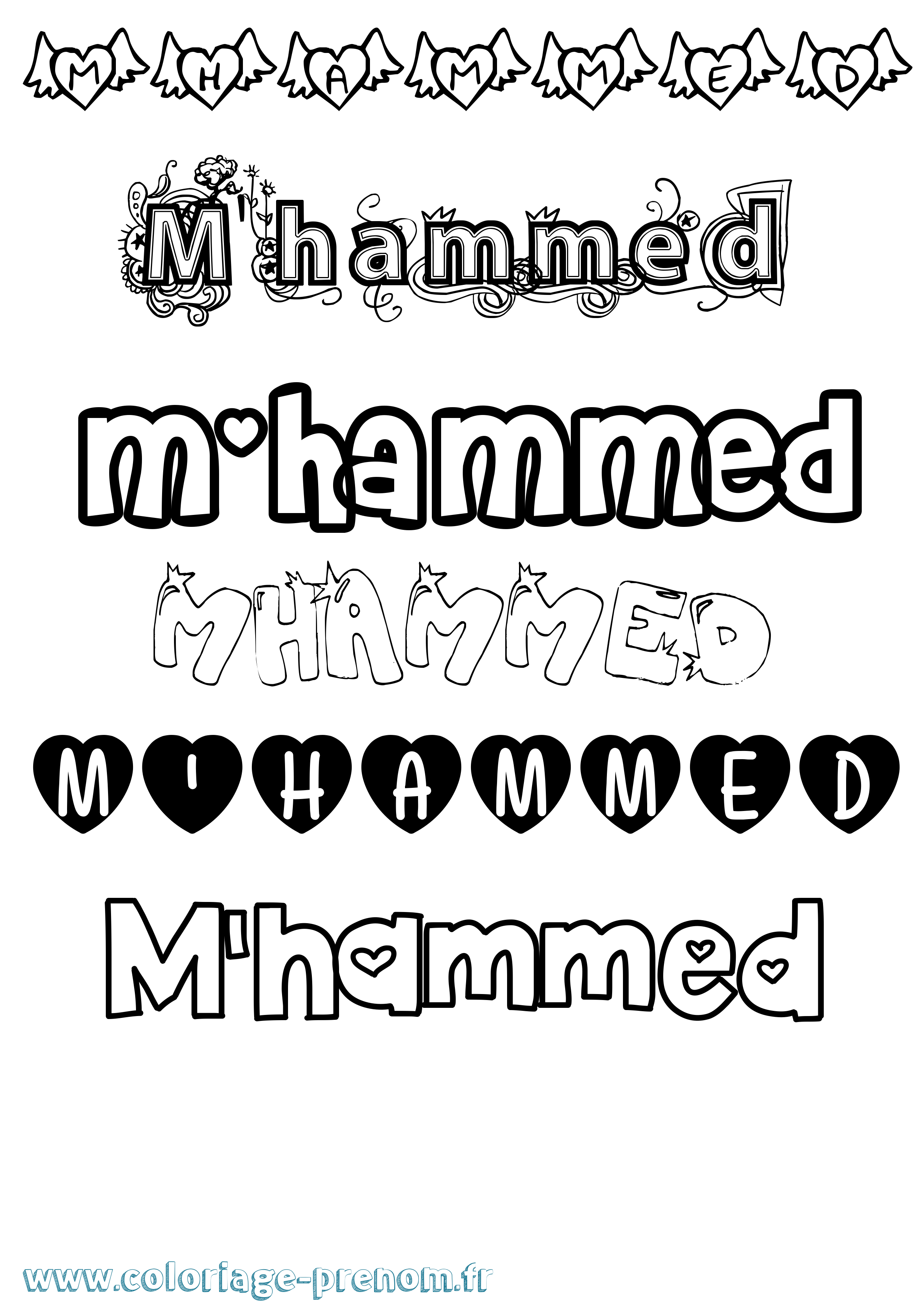 Coloriage prénom M'Hammed Girly