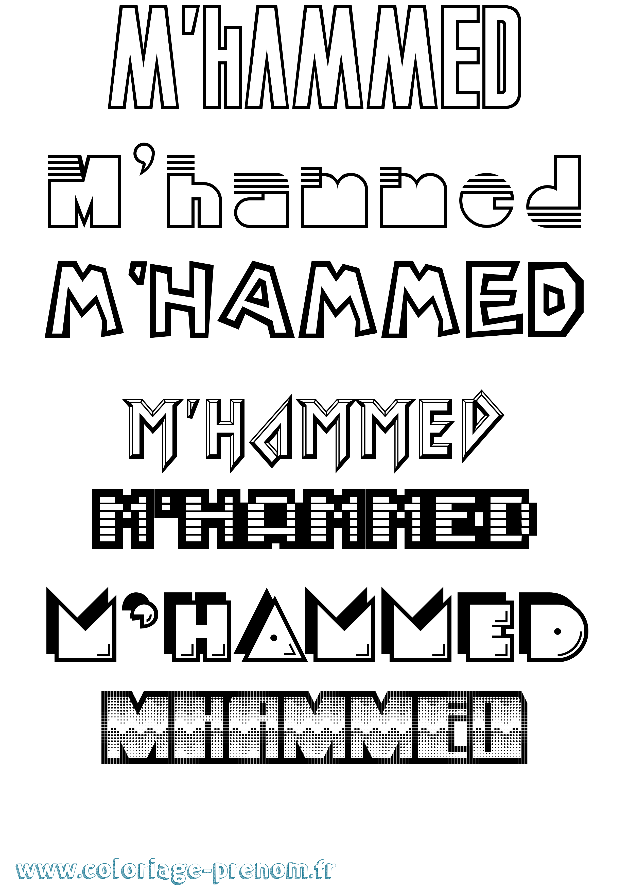 Coloriage prénom M'Hammed Jeux Vidéos