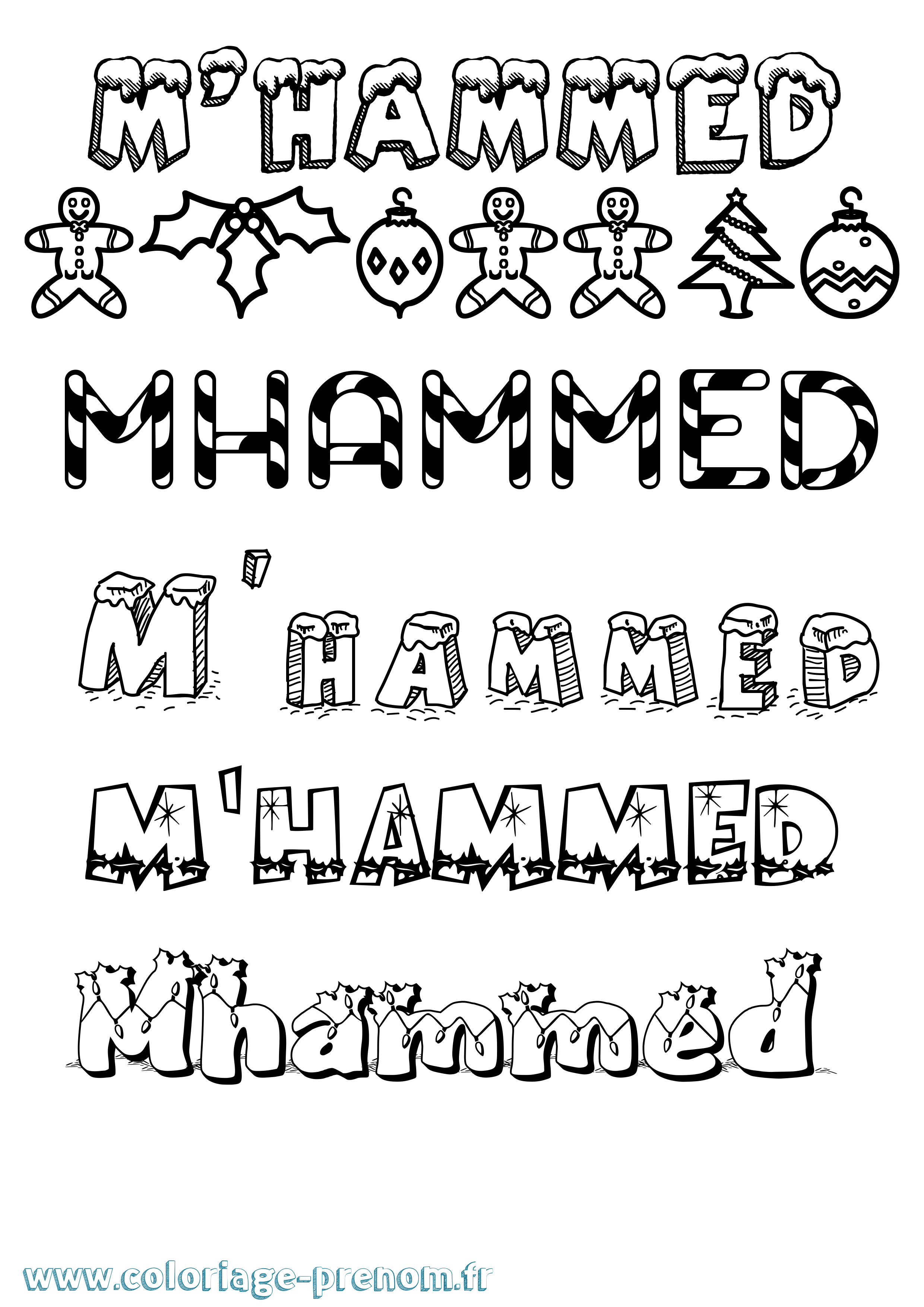 Coloriage prénom M'Hammed Noël
