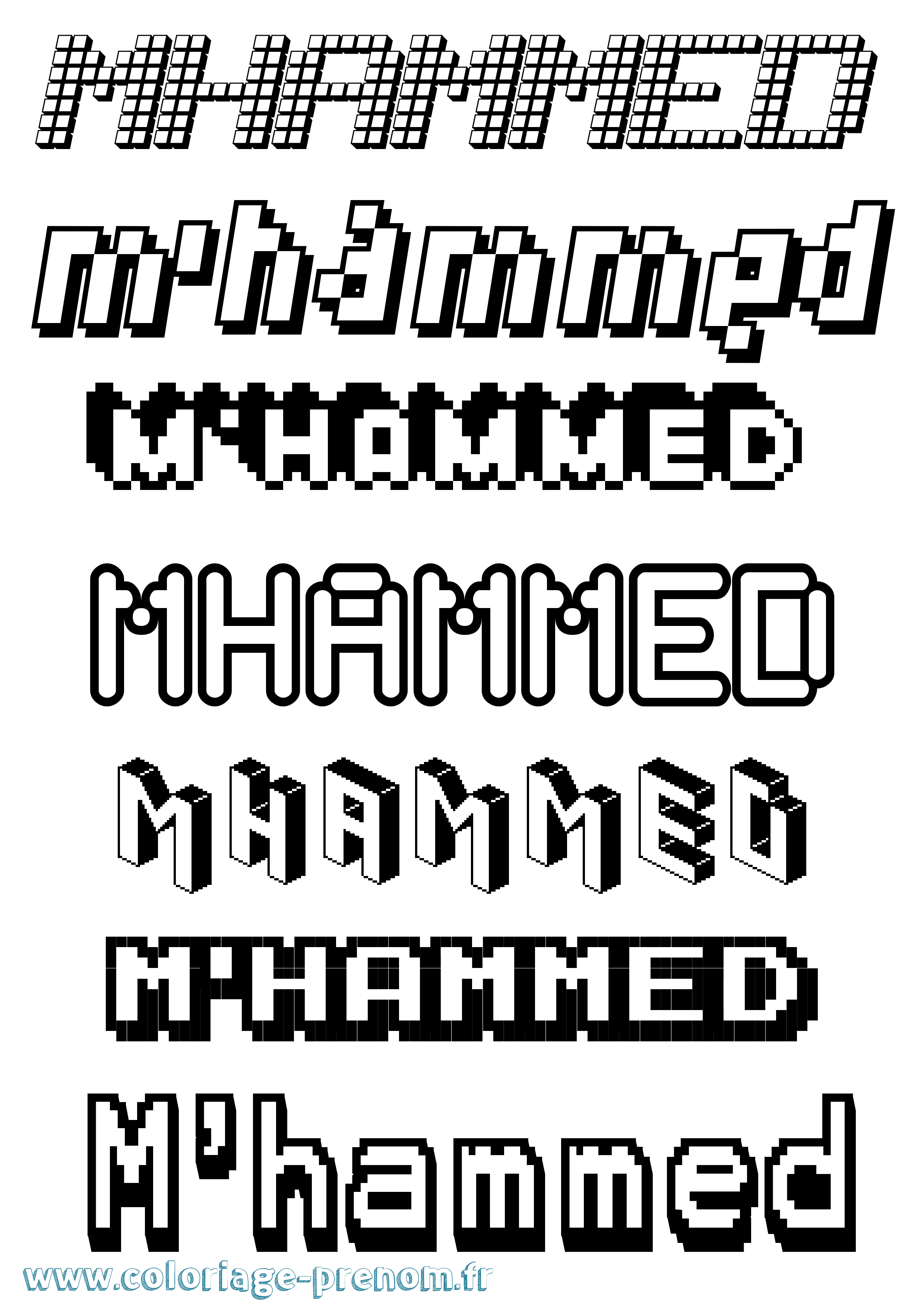 Coloriage prénom M'Hammed Pixel