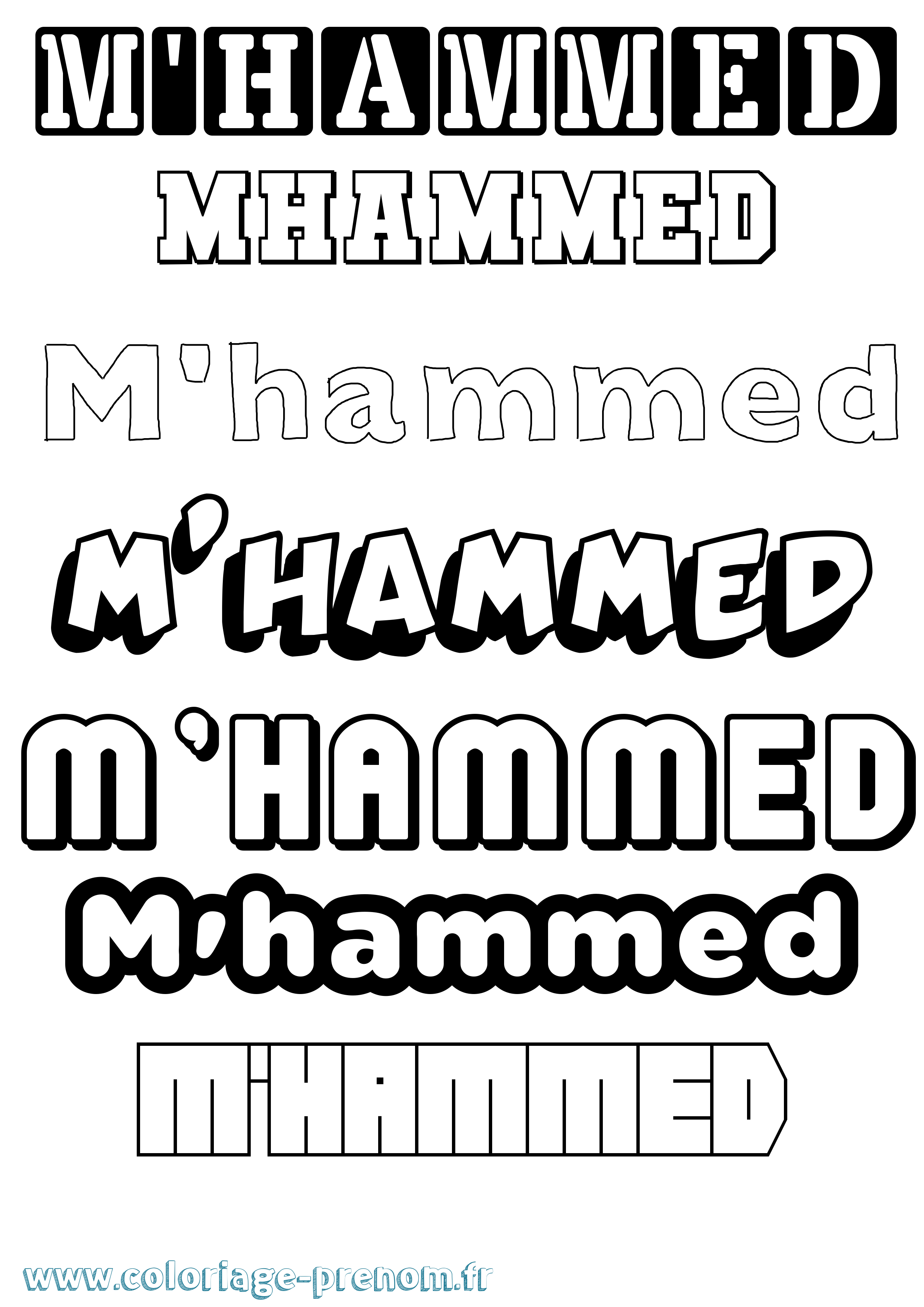 Coloriage prénom M'Hammed Simple