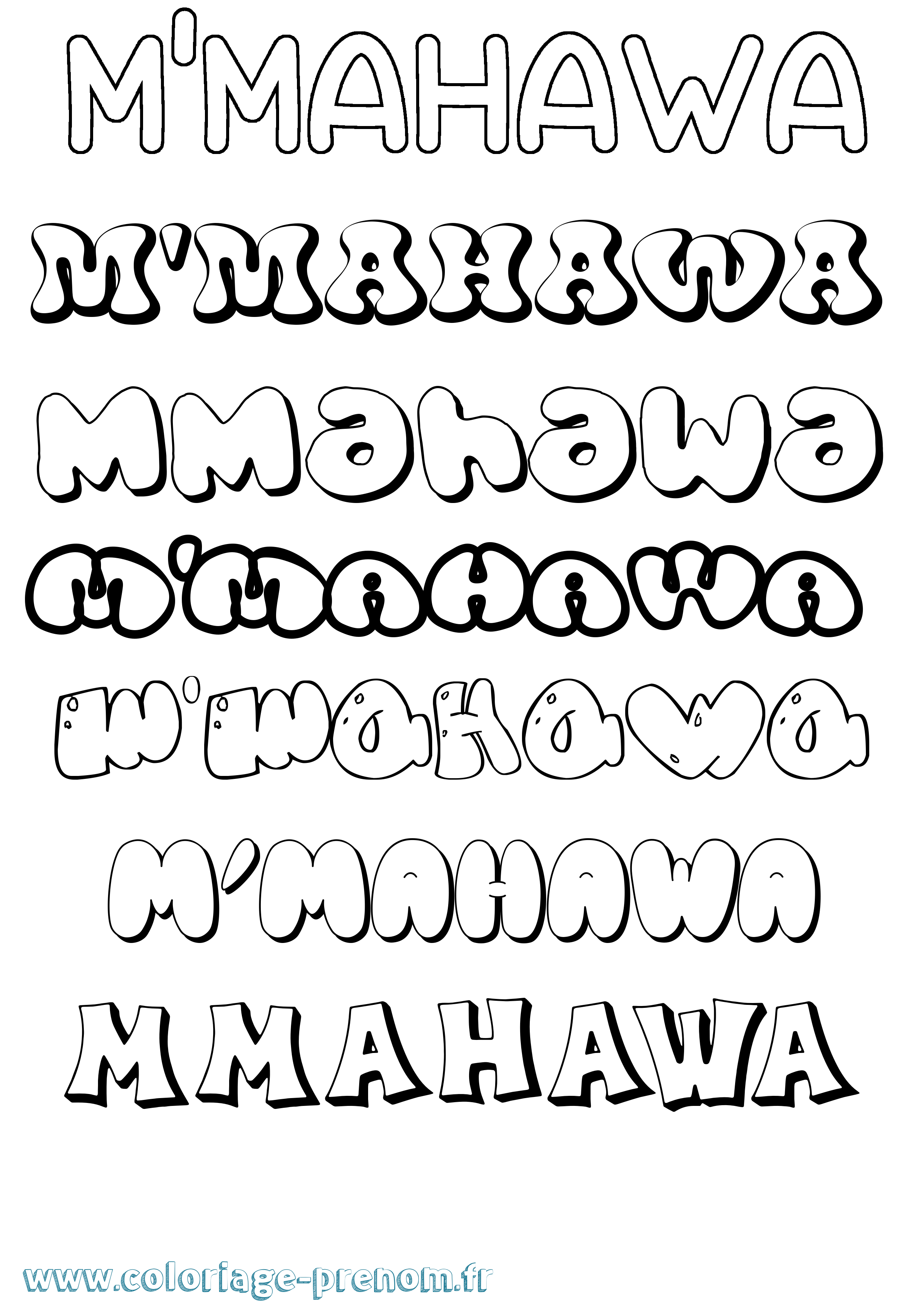 Coloriage M'Mahawa Bubble Coloriage prénom M'Mahawa Bubble