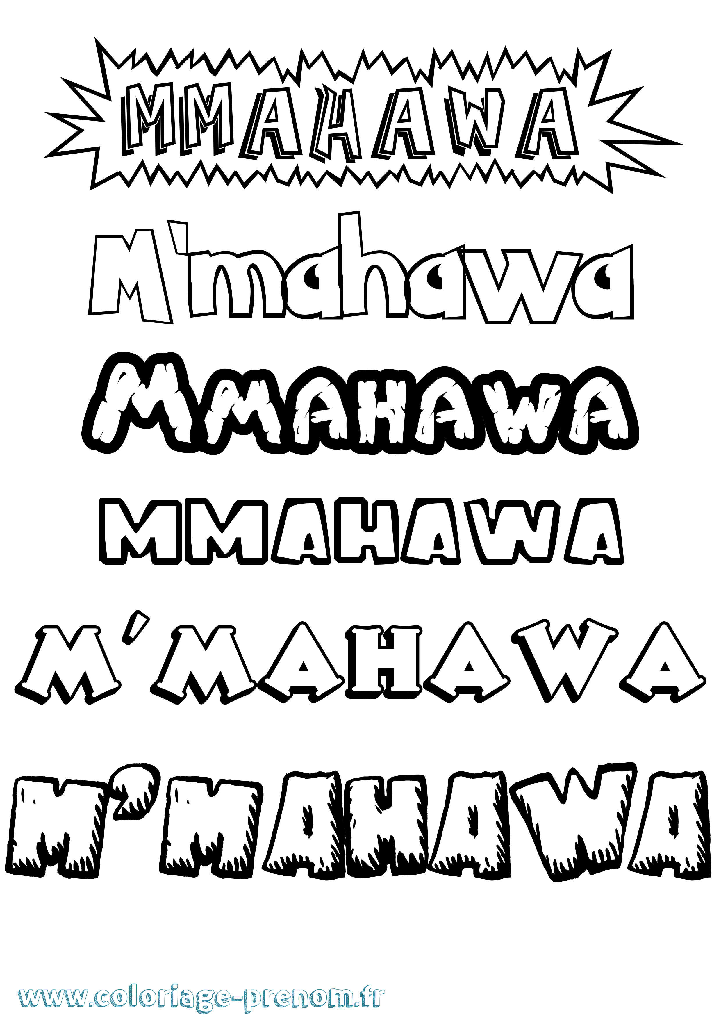 Coloriage M'Mahawa Dessin Animé Coloriage prénom M'Mahawa Dessin Animé