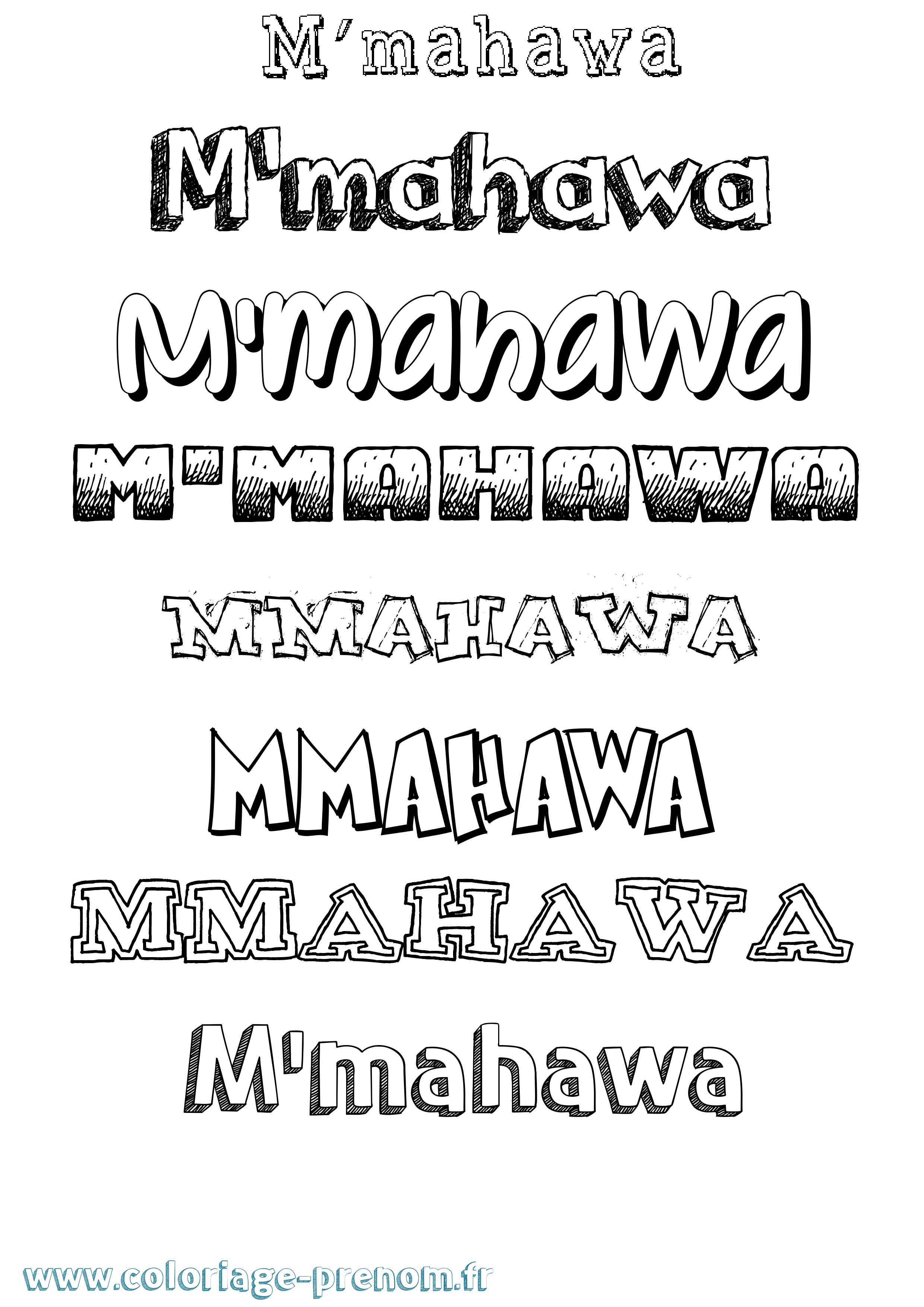 Coloriage M'Mahawa Dessiné Coloriage prénom M'Mahawa Dessiné