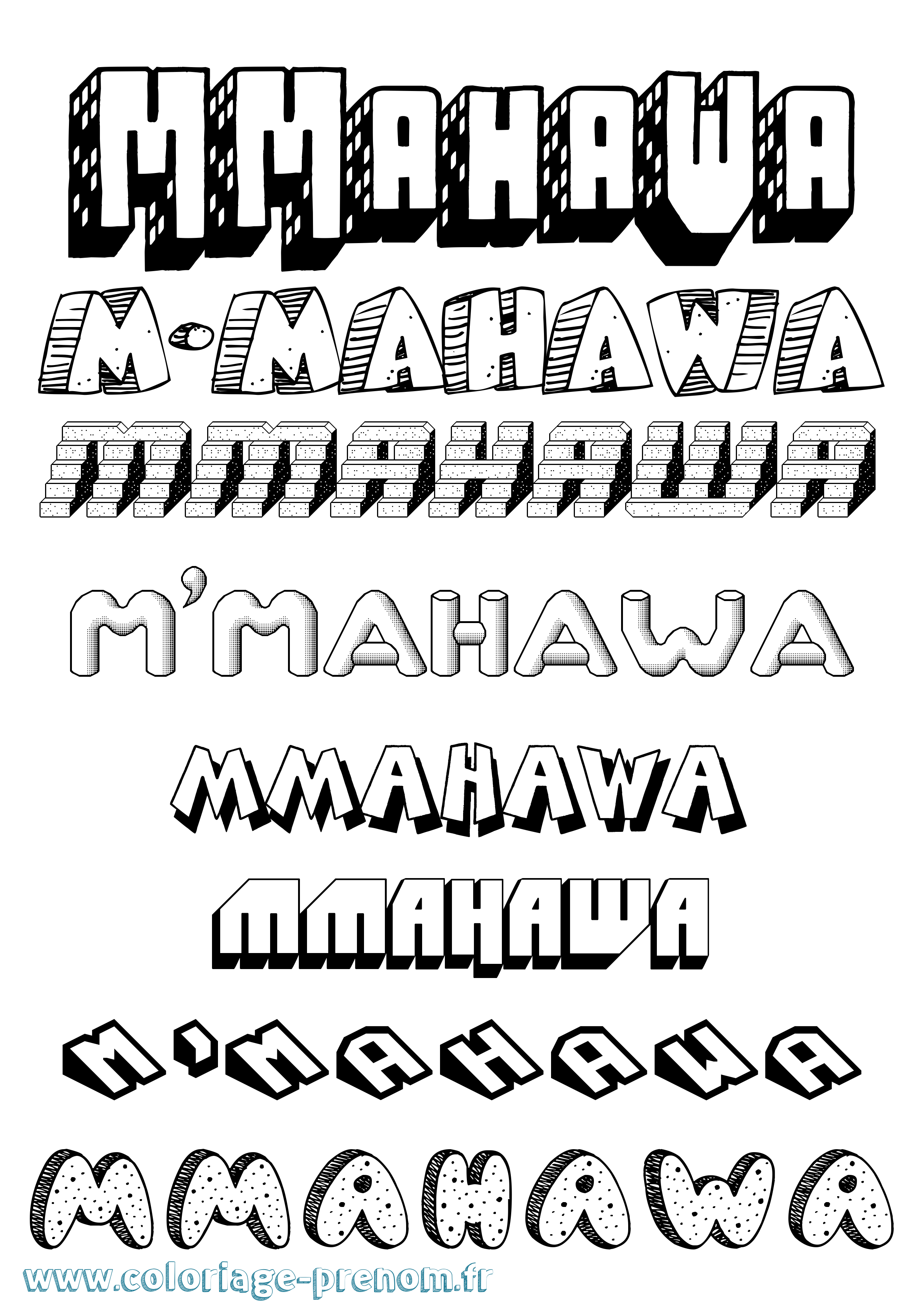 Coloriage M'Mahawa Effet 3D Coloriage prénom M'Mahawa Effet 3D