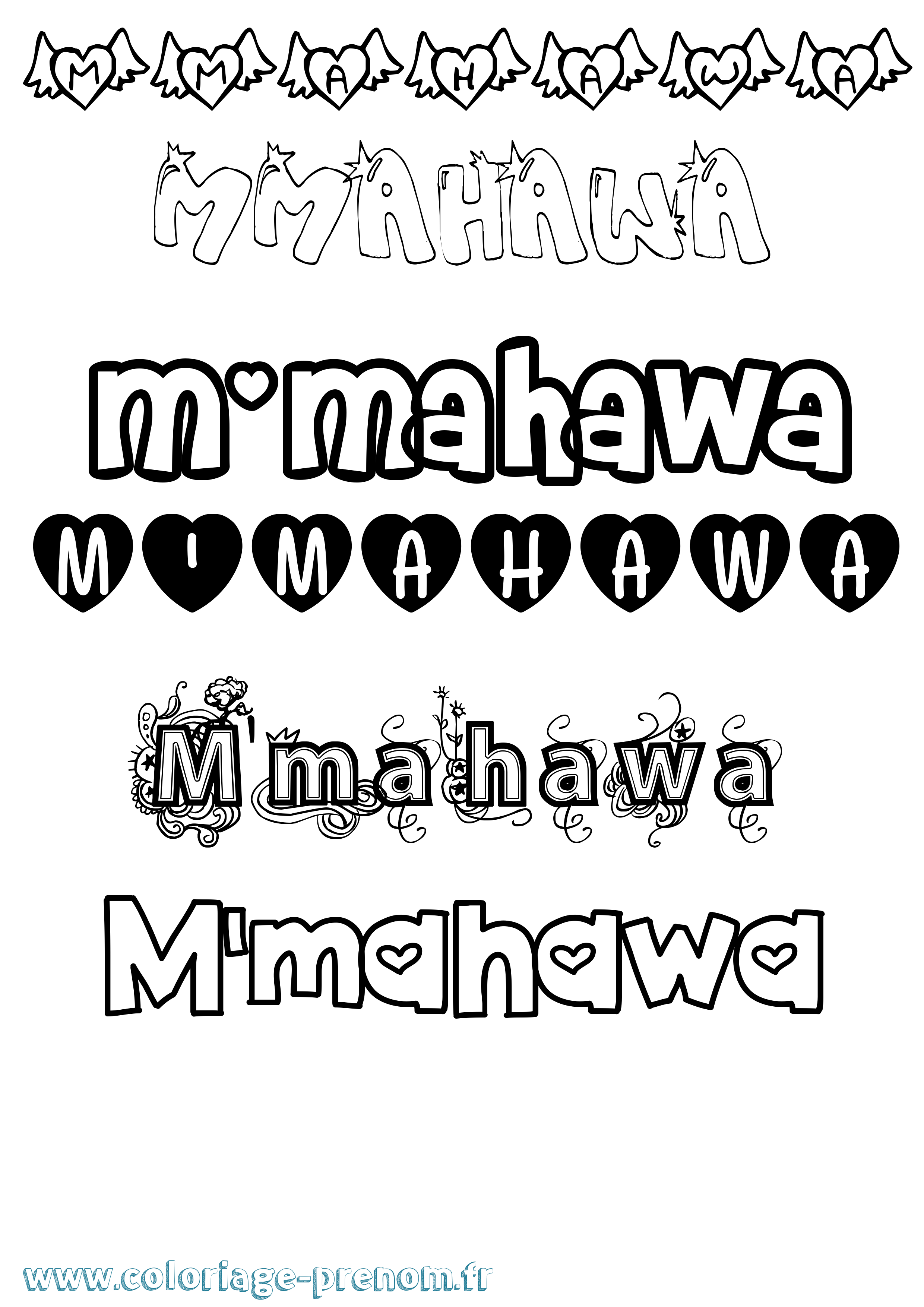 Coloriage M'Mahawa Girly Coloriage prénom M'Mahawa Girly