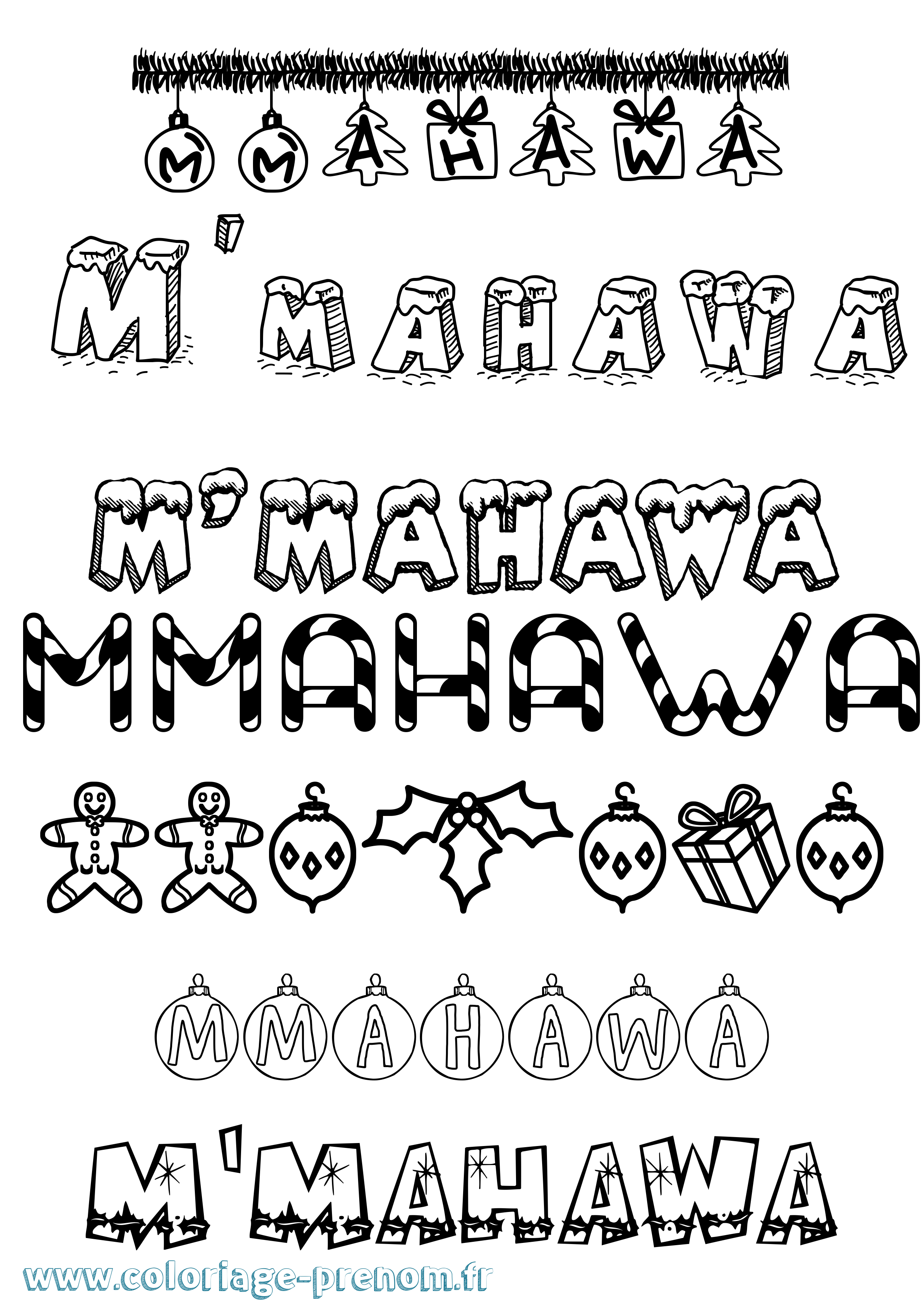 Coloriage M'Mahawa Noël Coloriage prénom M'Mahawa Noël