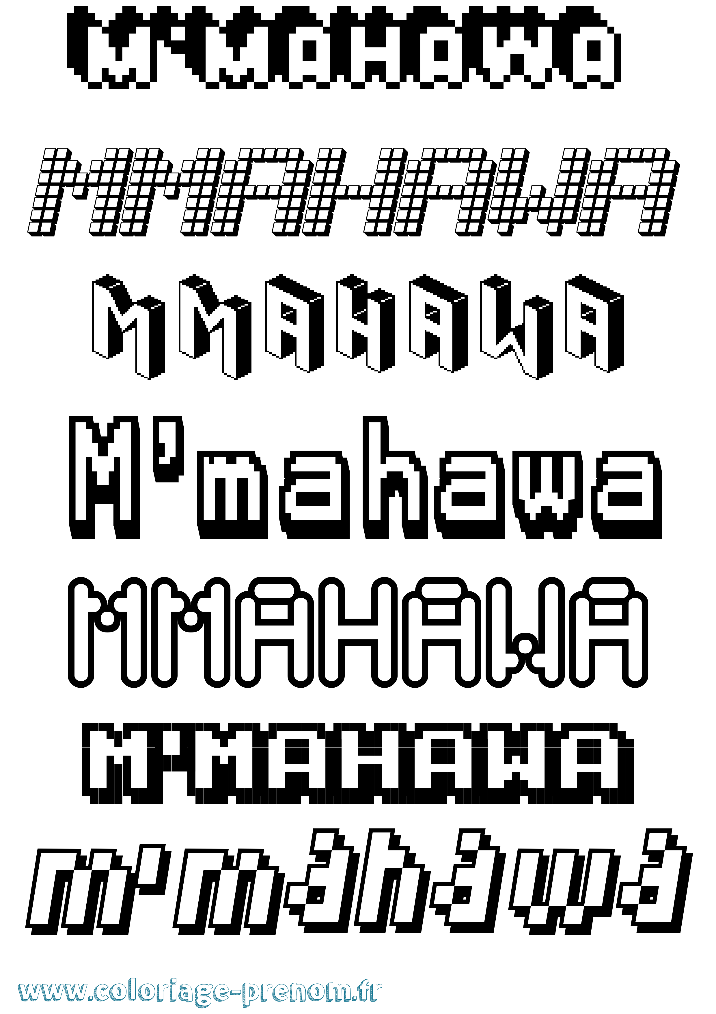 Coloriage M'Mahawa Pixel Coloriage prénom M'Mahawa Pixel