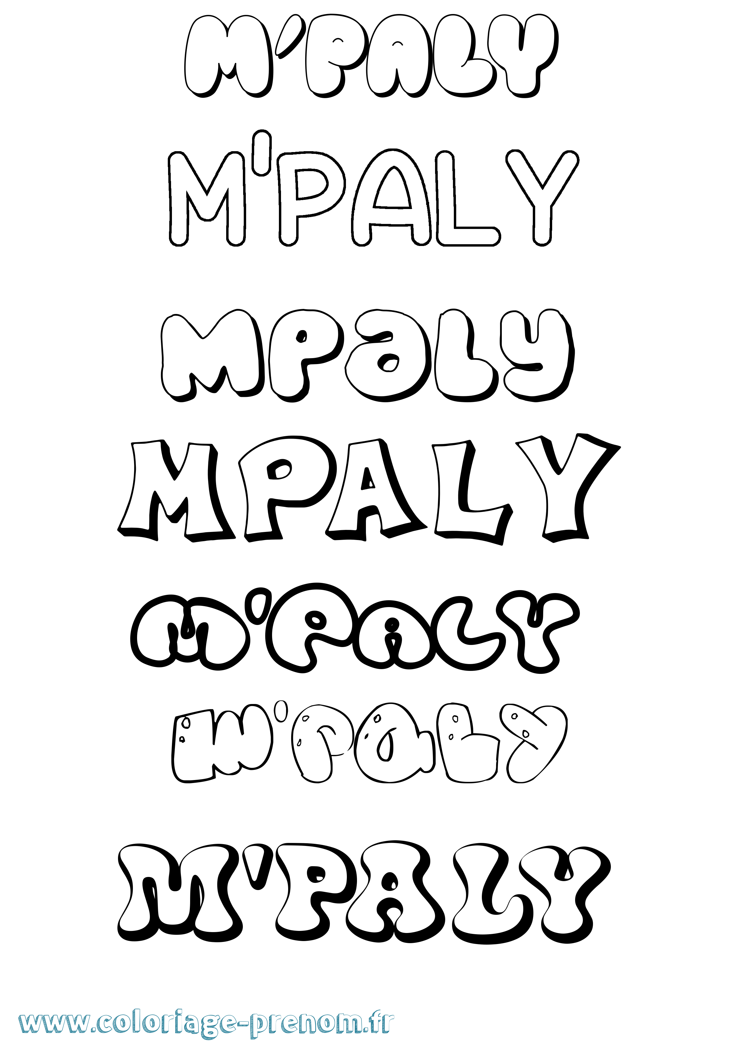 Coloriage prénom M'Paly Bubble