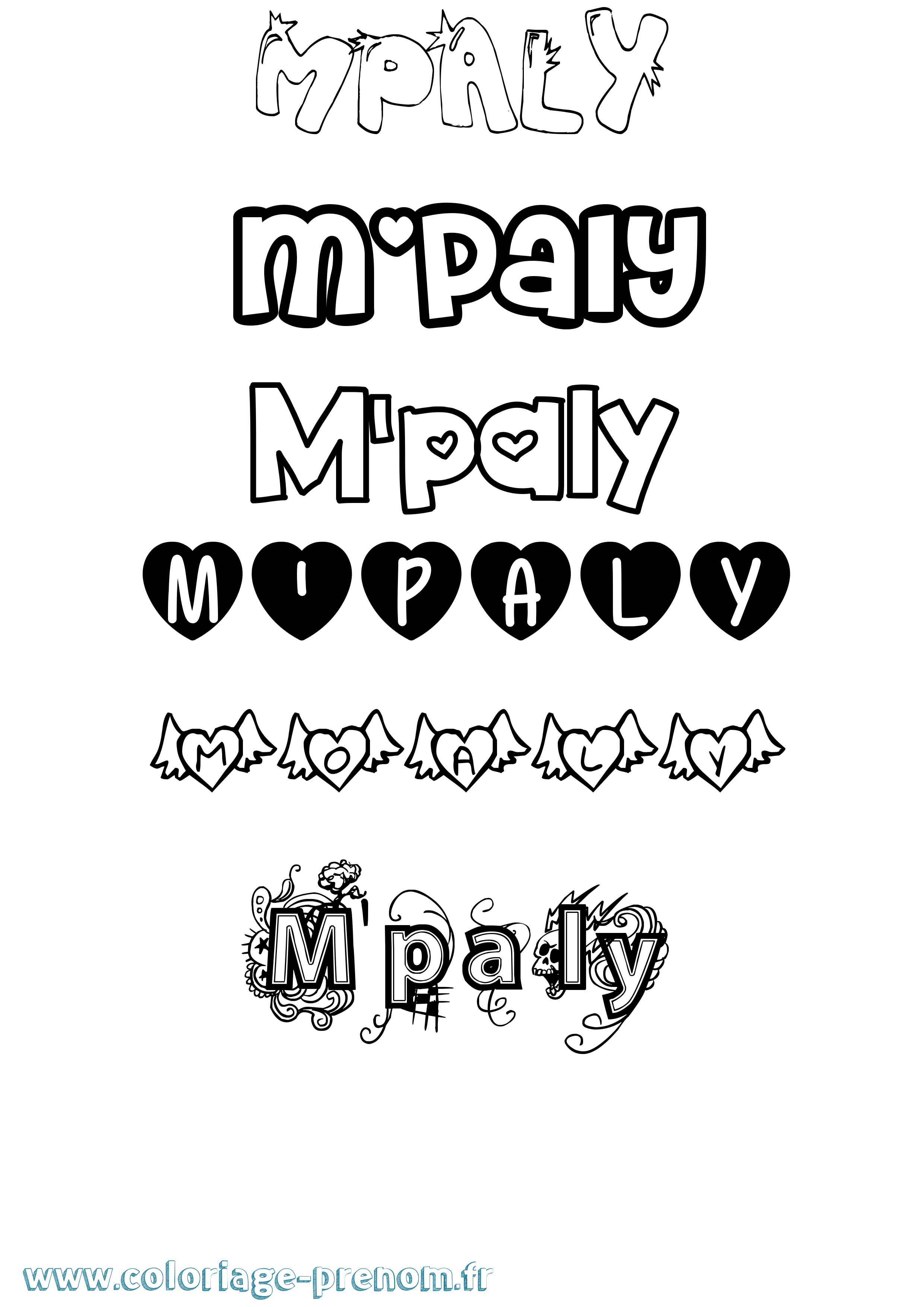 Coloriage prénom M'Paly Girly